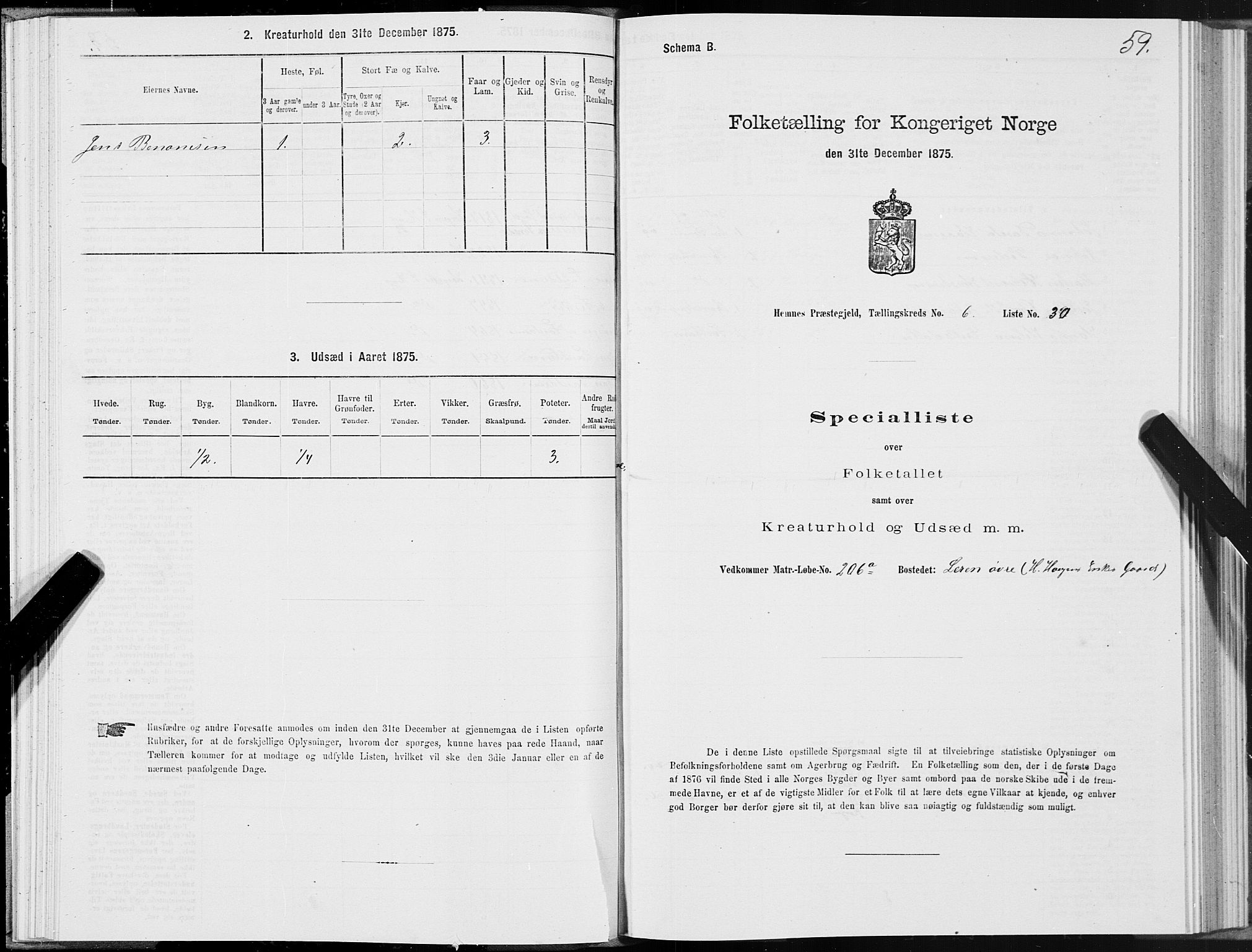 SAT, Folketelling 1875 for 1832P Hemnes prestegjeld, 1875, s. 4059