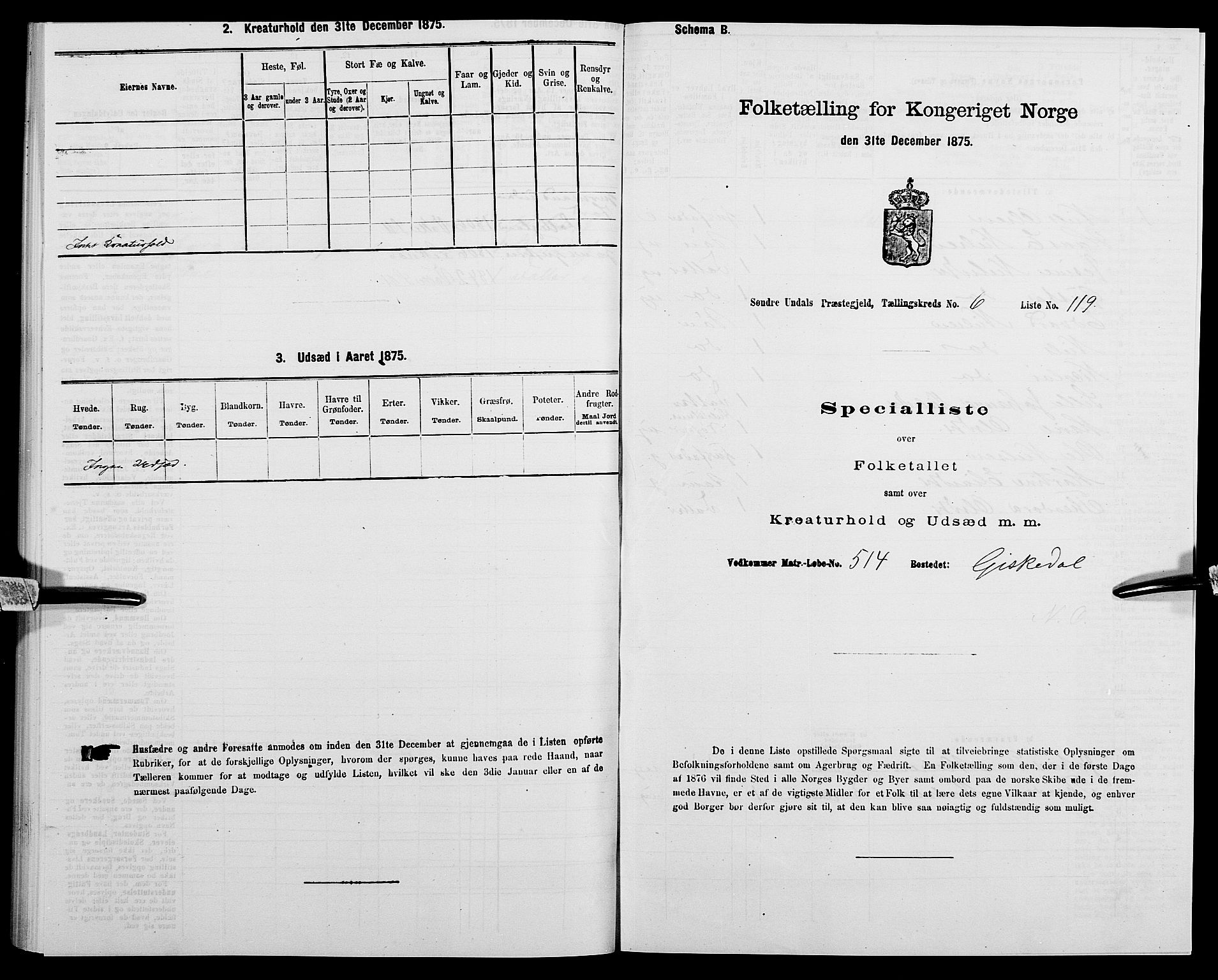 SAK, Folketelling 1875 for 1029P Sør-Audnedal prestegjeld, 1875, s. 941