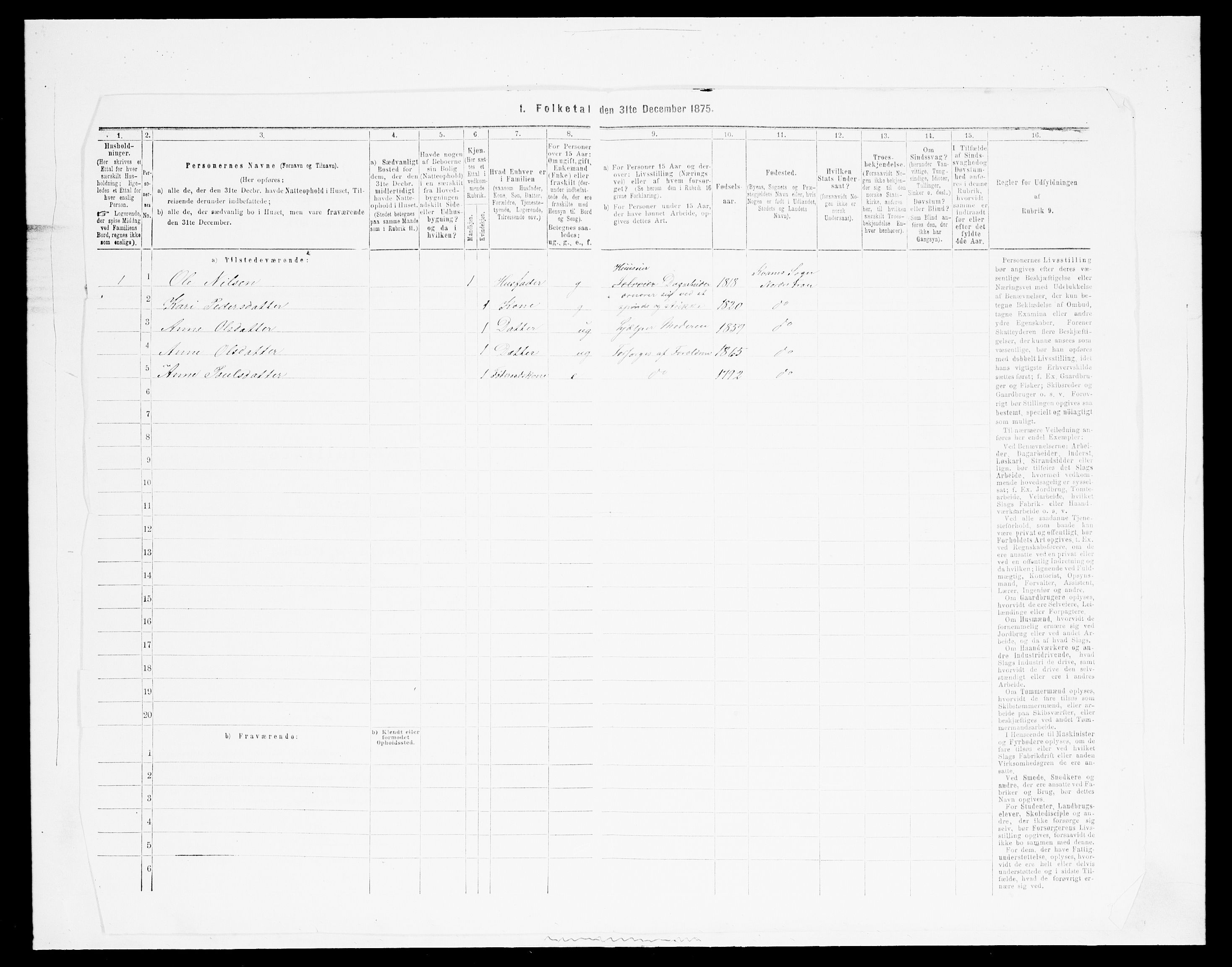 SAH, Folketelling 1875 for 0518P Nord-Fron prestegjeld, 1875, s. 1146