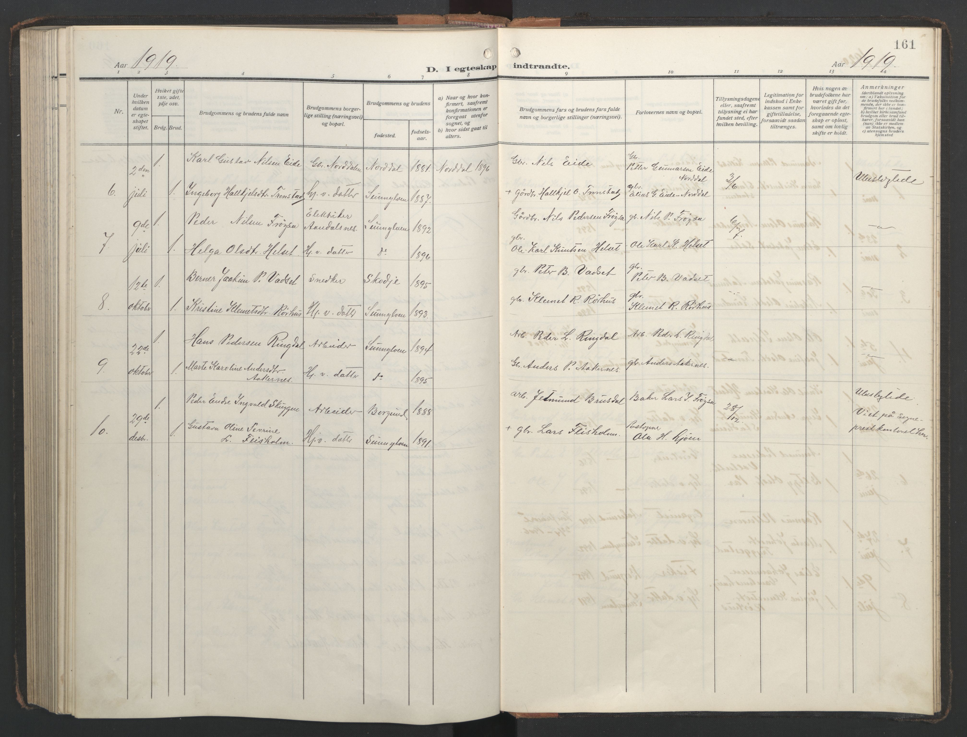 Ministerialprotokoller, klokkerbøker og fødselsregistre - Møre og Romsdal, AV/SAT-A-1454/517/L0232: Klokkerbok nr. 517C05, 1910-1946, s. 161