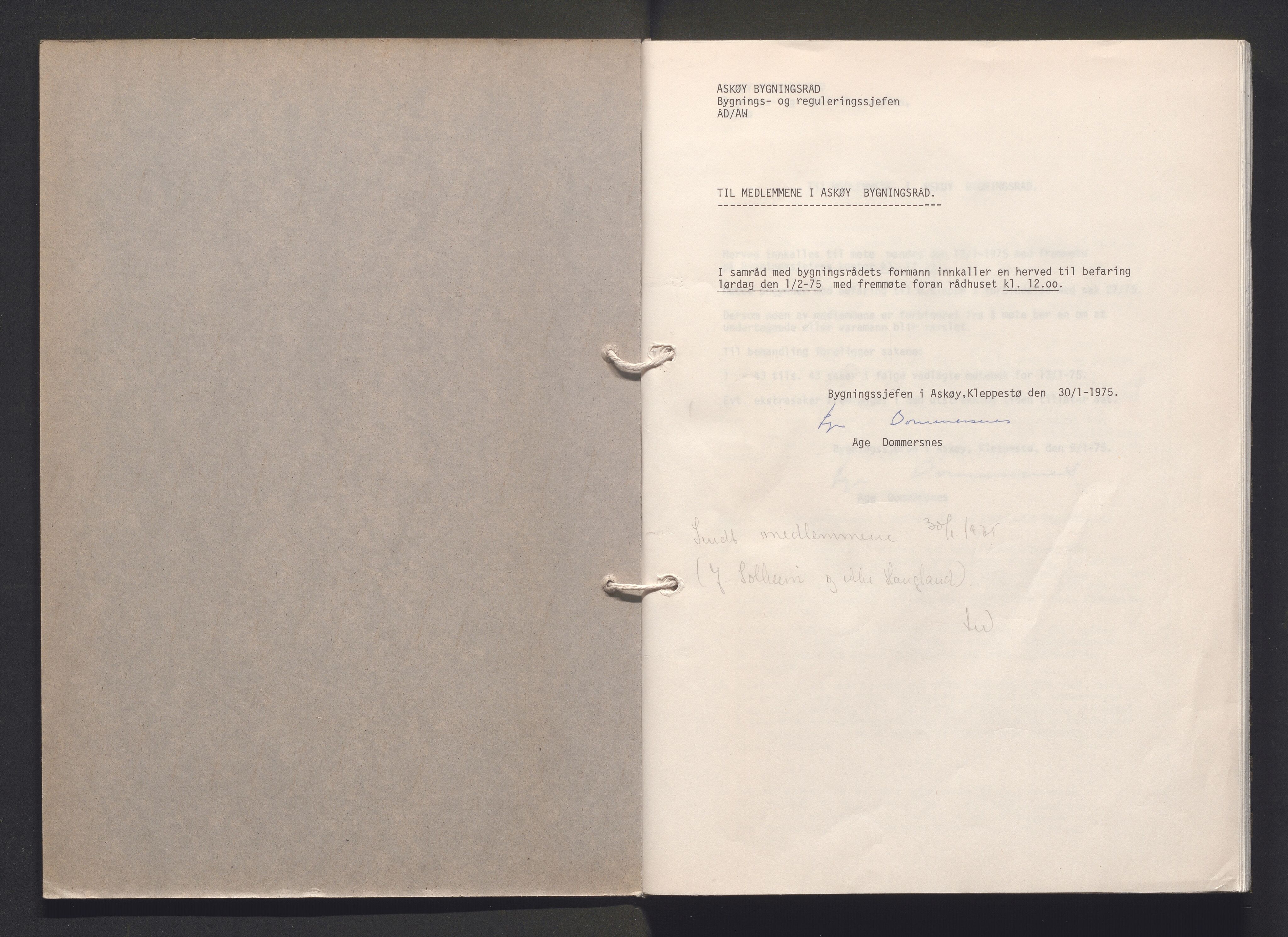 Askøy kommune. Bygningsrådet, IKAH/1247-511/A/Aa/L0027: Møtebok Askøy bygningsråd, 1975