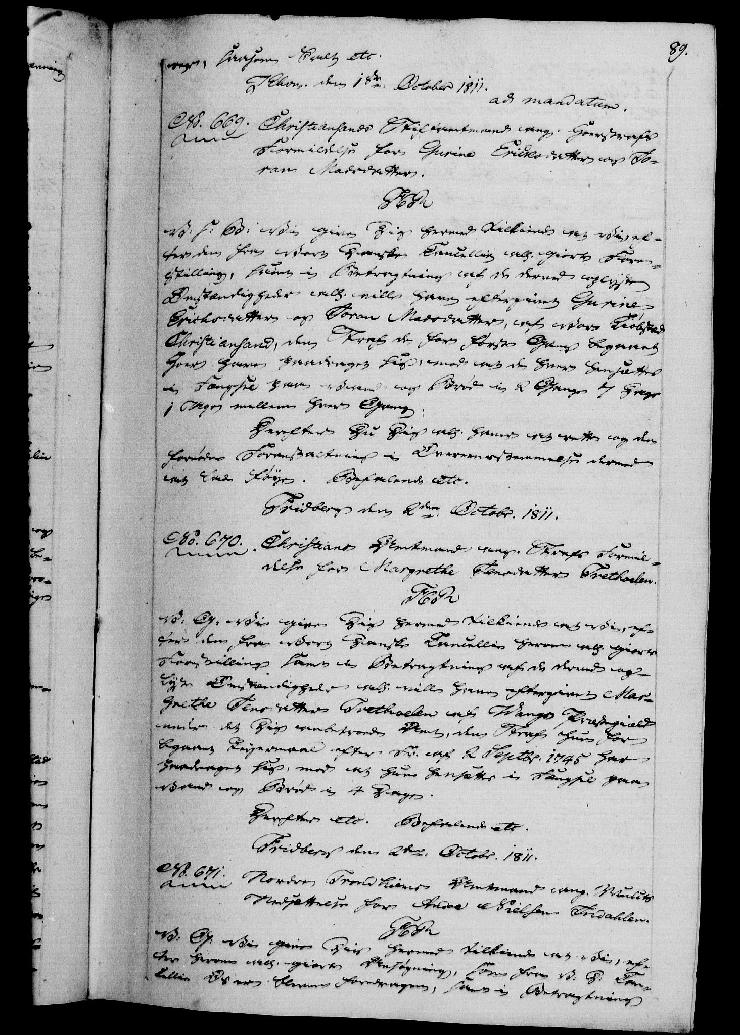 Danske Kanselli 1800-1814, AV/RA-EA-3024/H/Hf/Hfb/Hfba/L0005: Registranter, 1811-1814, s. 89a