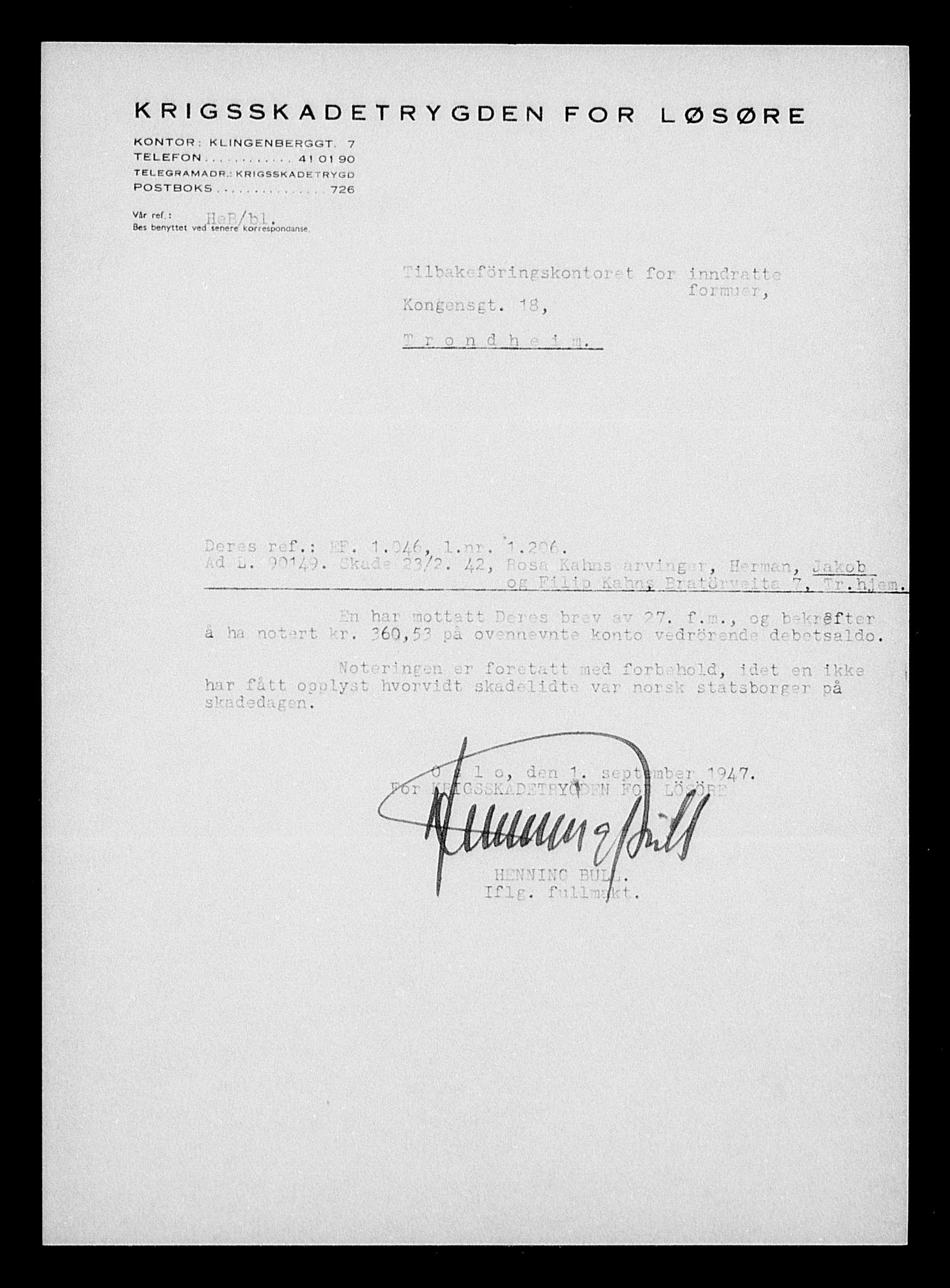 Justisdepartementet, Tilbakeføringskontoret for inndratte formuer, AV/RA-S-1564/H/Hc/Hca/L0899: --, 1945-1947, s. 562