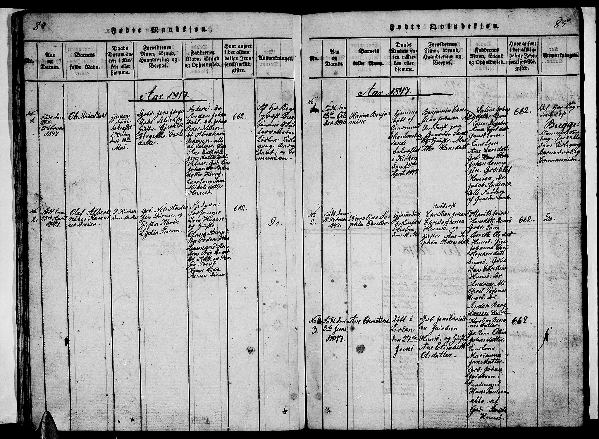 Ministerialprotokoller, klokkerbøker og fødselsregistre - Nordland, SAT/A-1459/840/L0581: Klokkerbok nr. 840C01, 1820-1873, s. 84-85