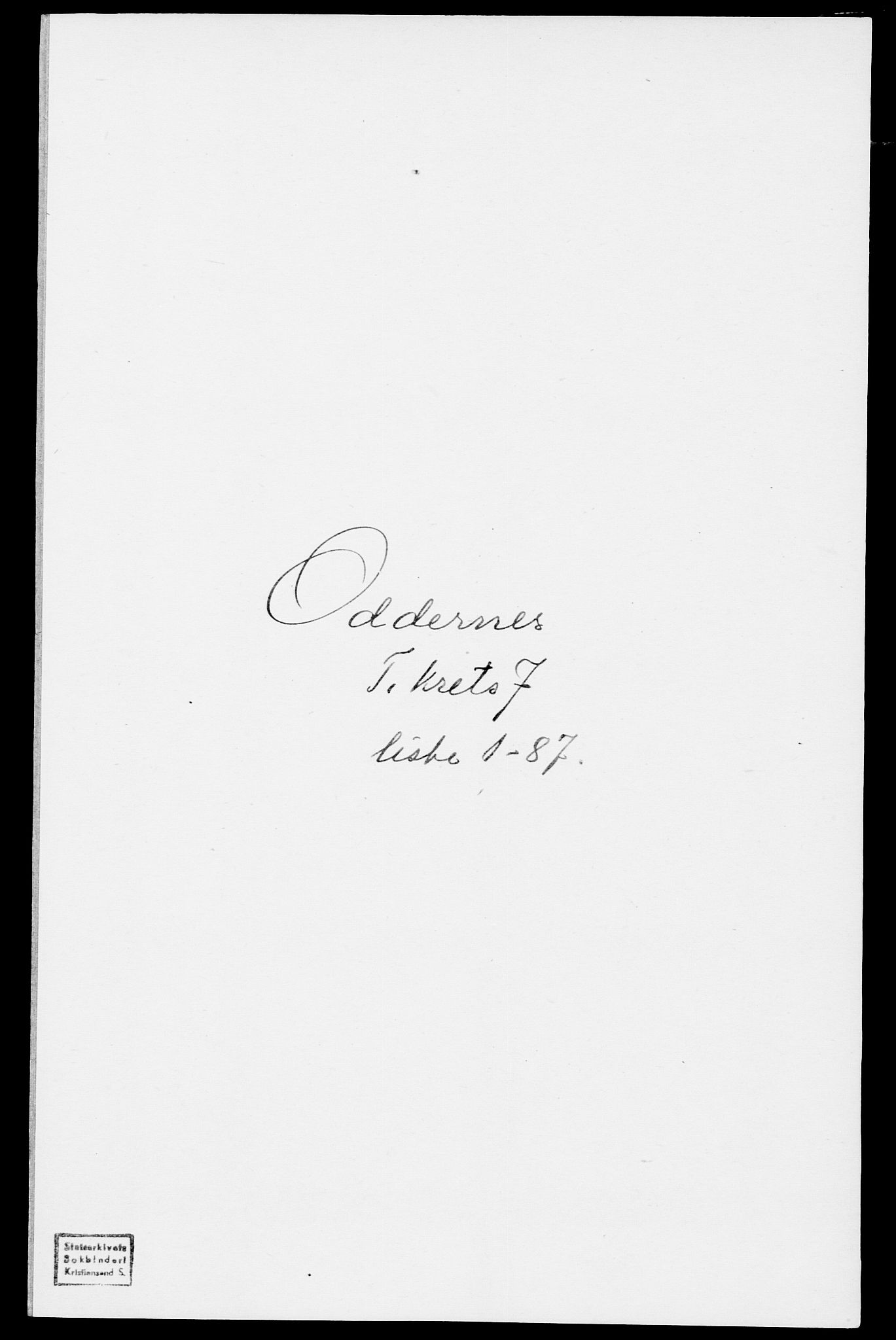 SAK, Folketelling 1875 for 1012P Oddernes prestegjeld, 1875, s. 1232