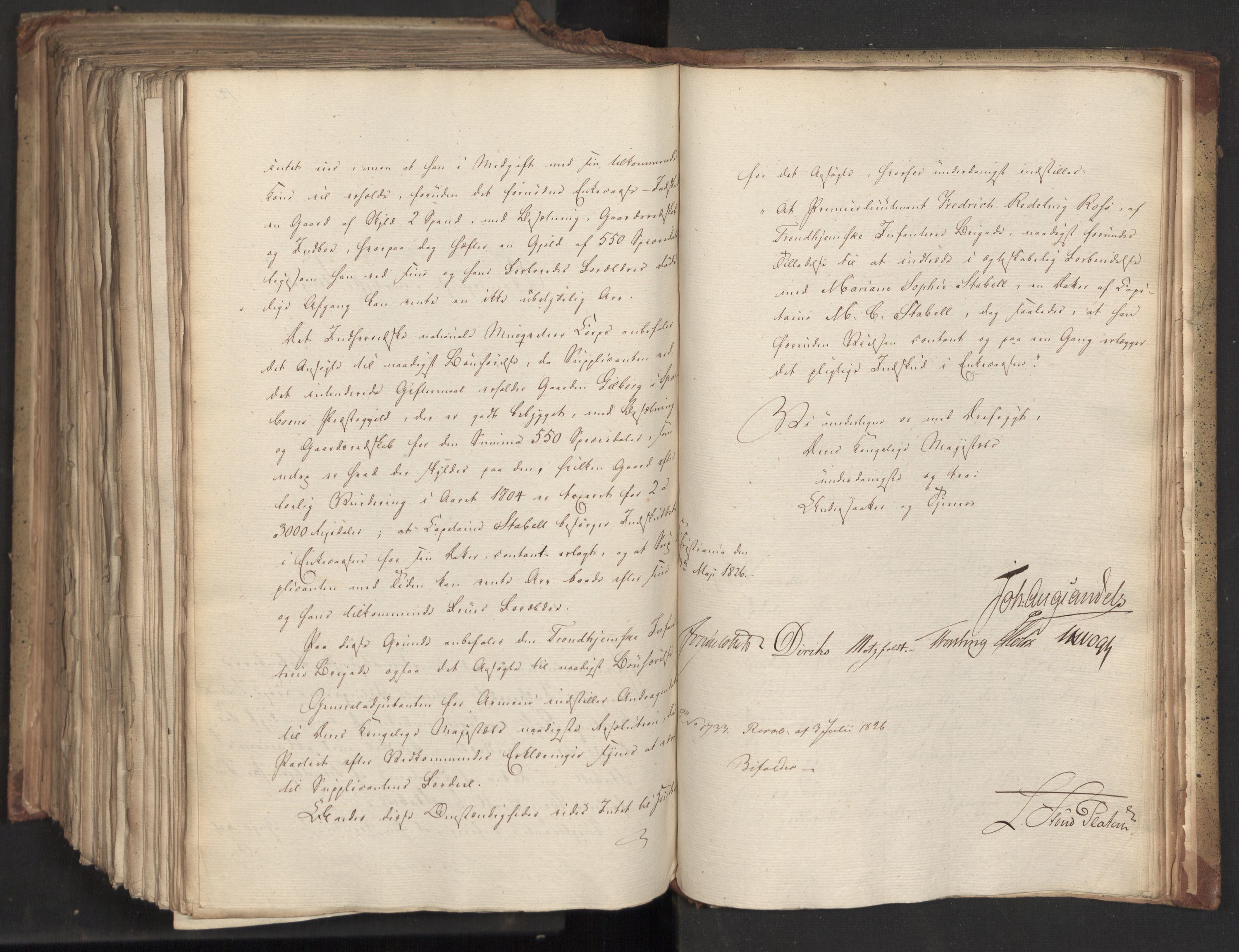Statsrådsavdelingen i Stockholm, AV/RA-S-1003/D/Da/L0046: Regjeringsinnstillinger nr. 3308-3500, 1826, s. 497