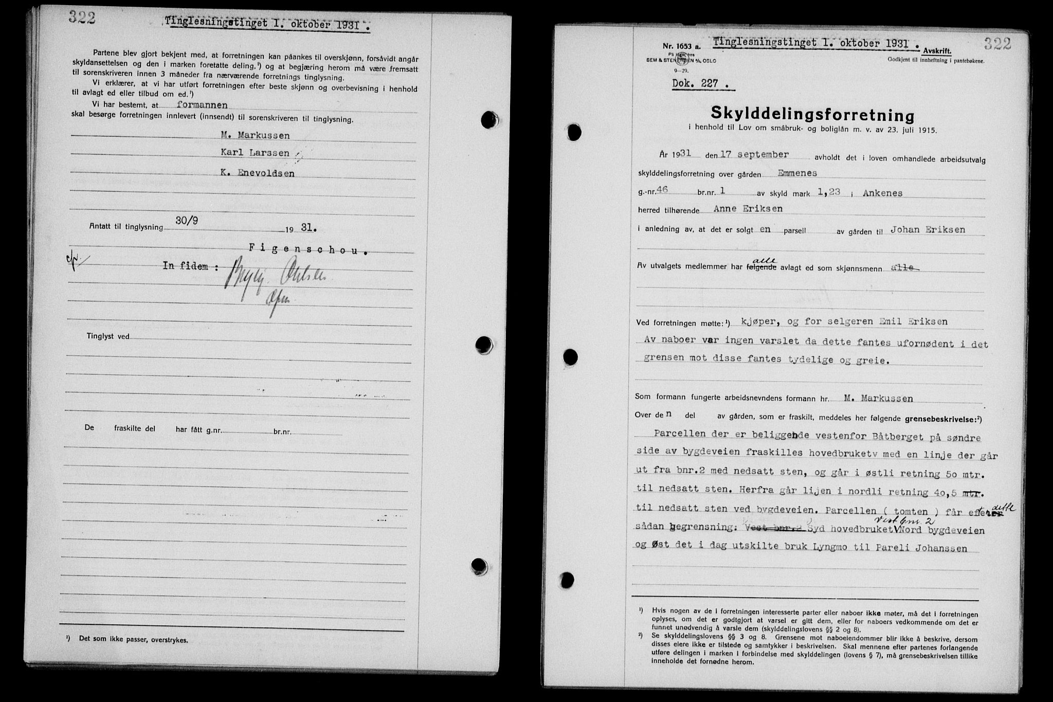 Steigen og Ofoten sorenskriveri, SAT/A-0030/1/2/2C/L0019: Pantebok nr. 22, 1931-1931, Tingl.dato: 01.10.1931