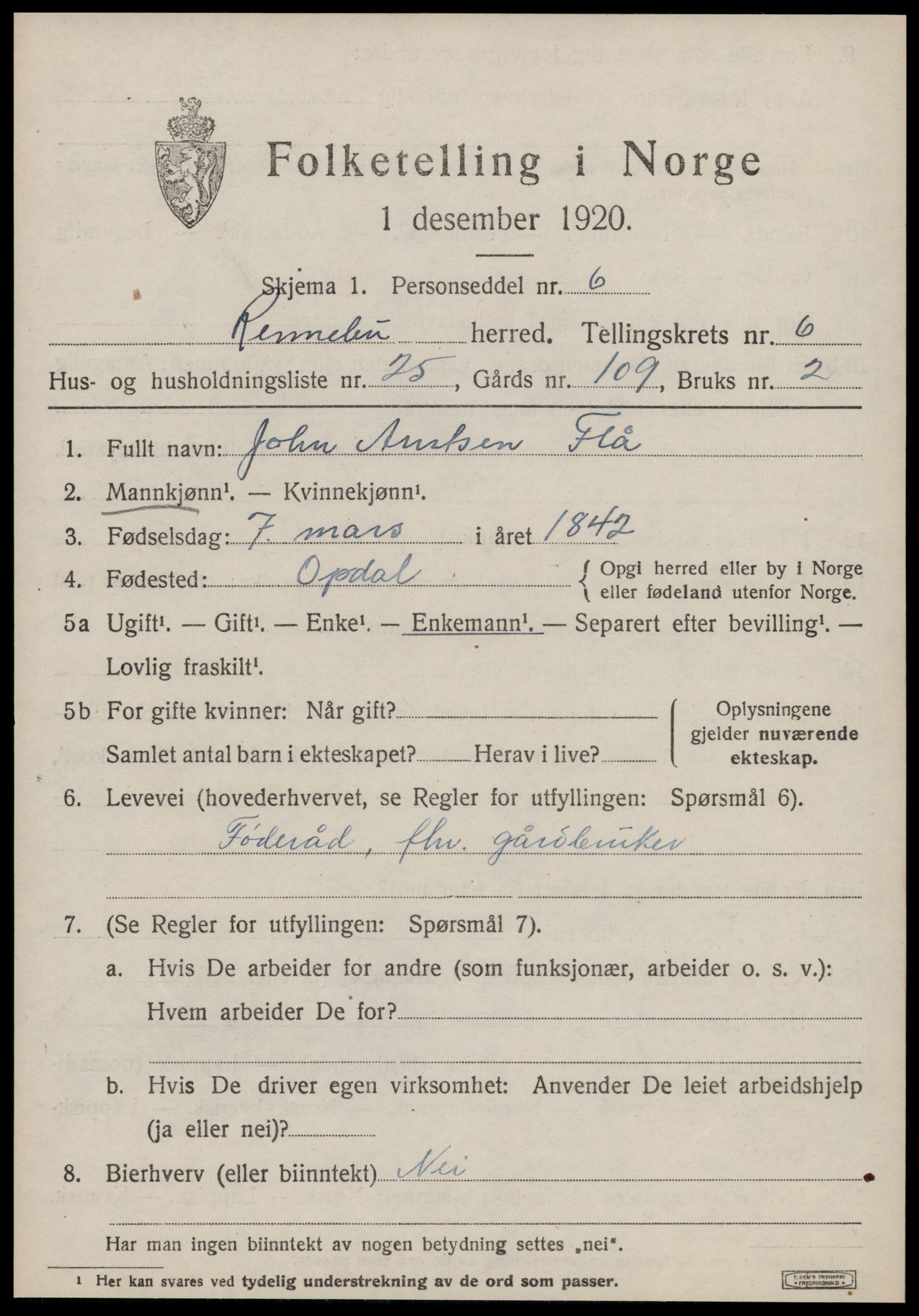 SAT, Folketelling 1920 for 1635 Rennebu herred, 1920, s. 4728