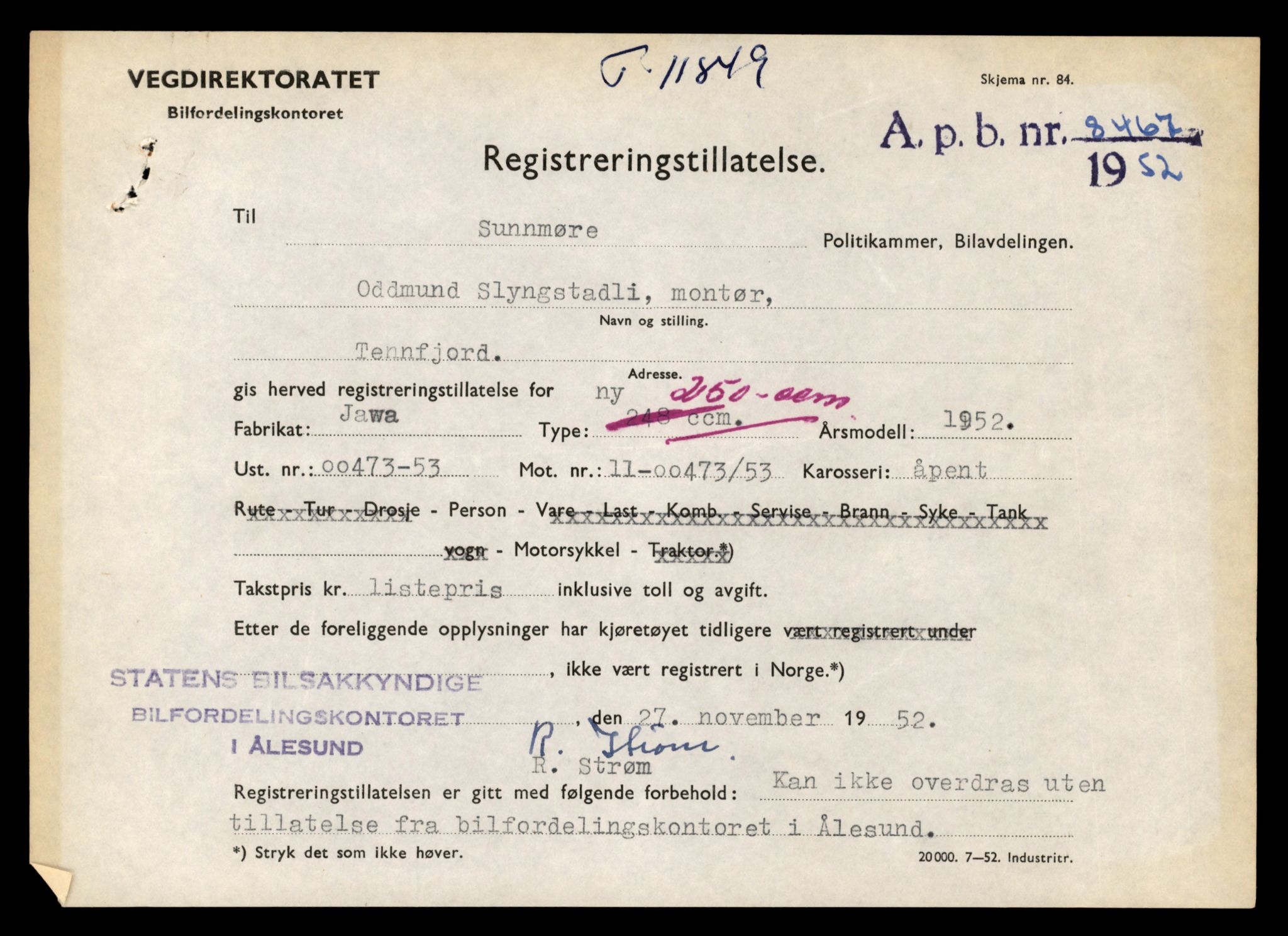 Møre og Romsdal vegkontor - Ålesund trafikkstasjon, AV/SAT-A-4099/F/Fe/L0031: Registreringskort for kjøretøy T 11800 - T 11996, 1927-1998, s. 895