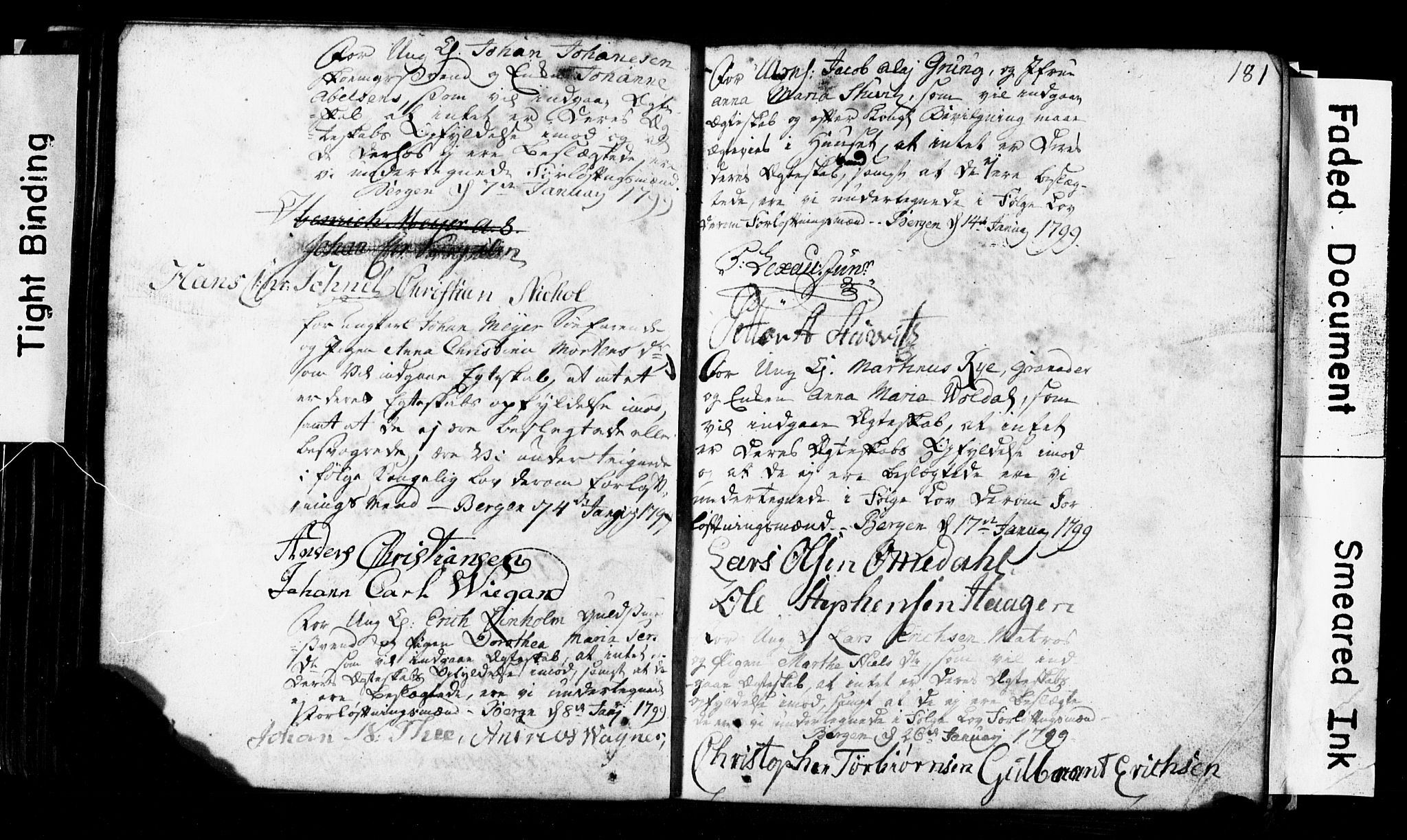Korskirken sokneprestembete, SAB/A-76101: Forlovererklæringer nr. II.5.1, 1776-1816, s. 181