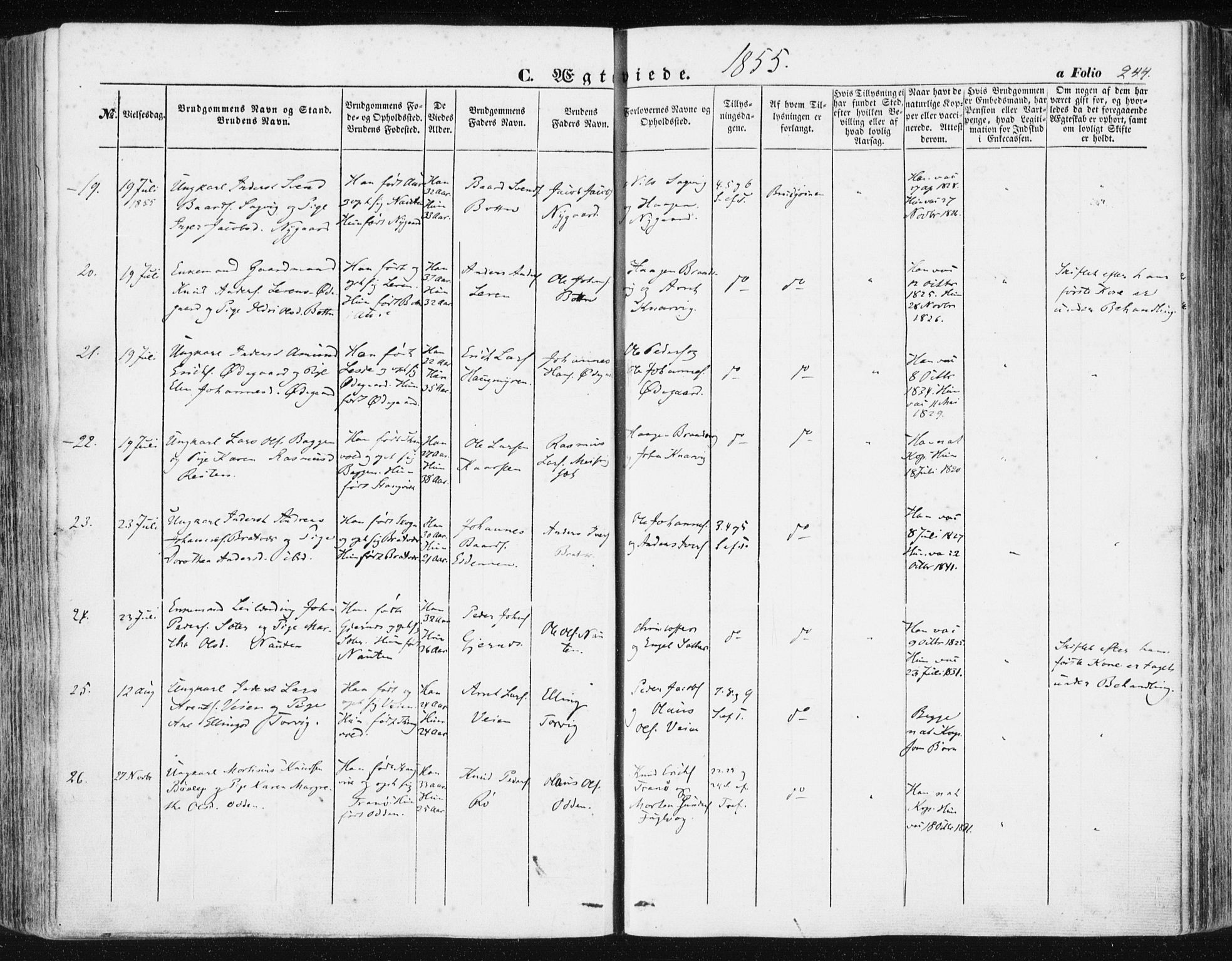 Ministerialprotokoller, klokkerbøker og fødselsregistre - Møre og Romsdal, SAT/A-1454/581/L0937: Ministerialbok nr. 581A05, 1853-1872, s. 244