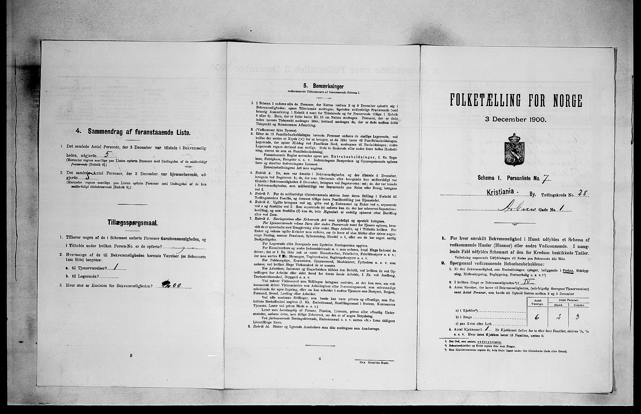 SAO, Folketelling 1900 for 0301 Kristiania kjøpstad, 1900, s. 2272