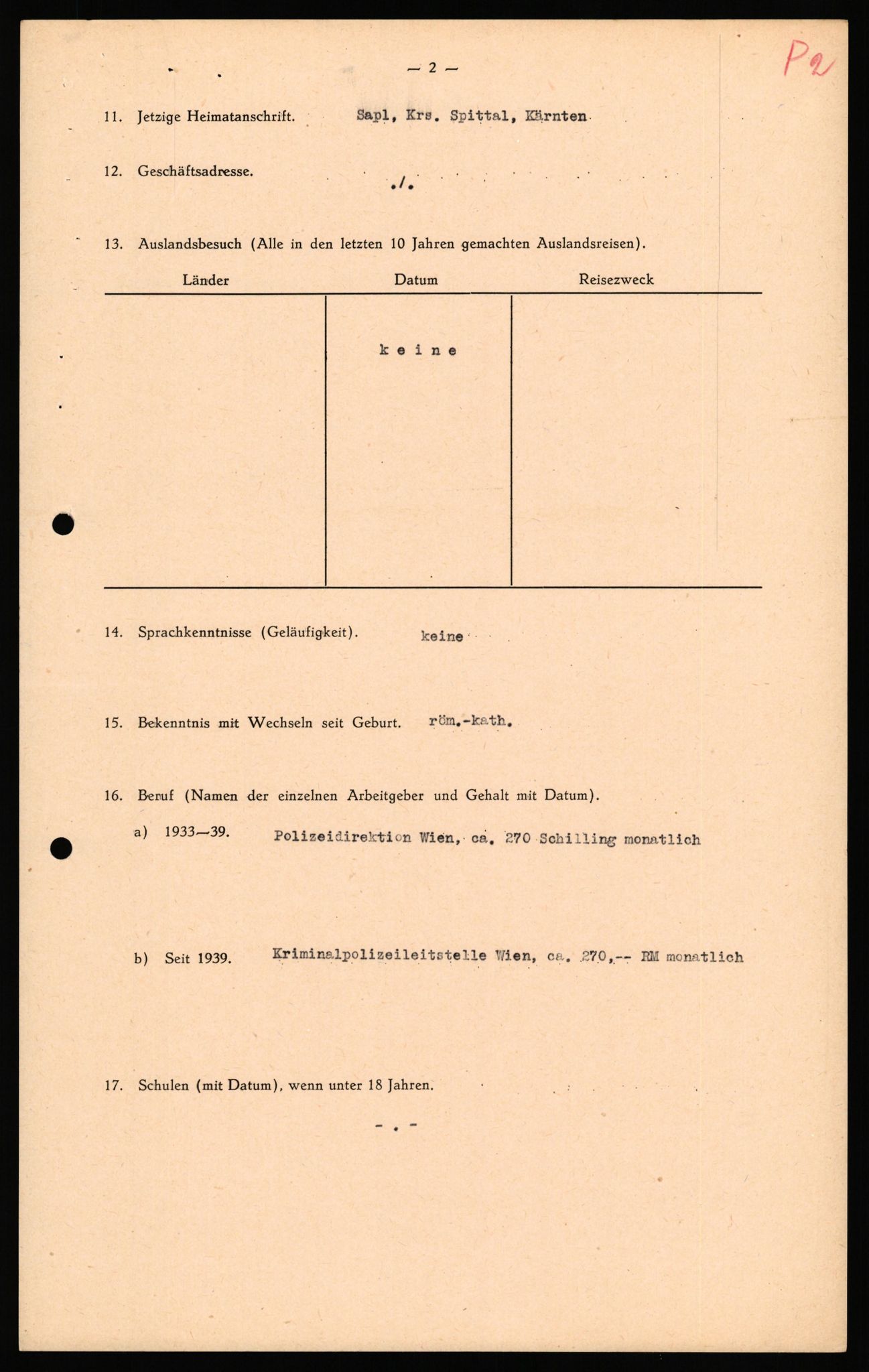 Forsvaret, Forsvarets overkommando II, AV/RA-RAFA-3915/D/Db/L0040: CI Questionaires. Tyske okkupasjonsstyrker i Norge. Østerrikere., 1945-1946, s. 75