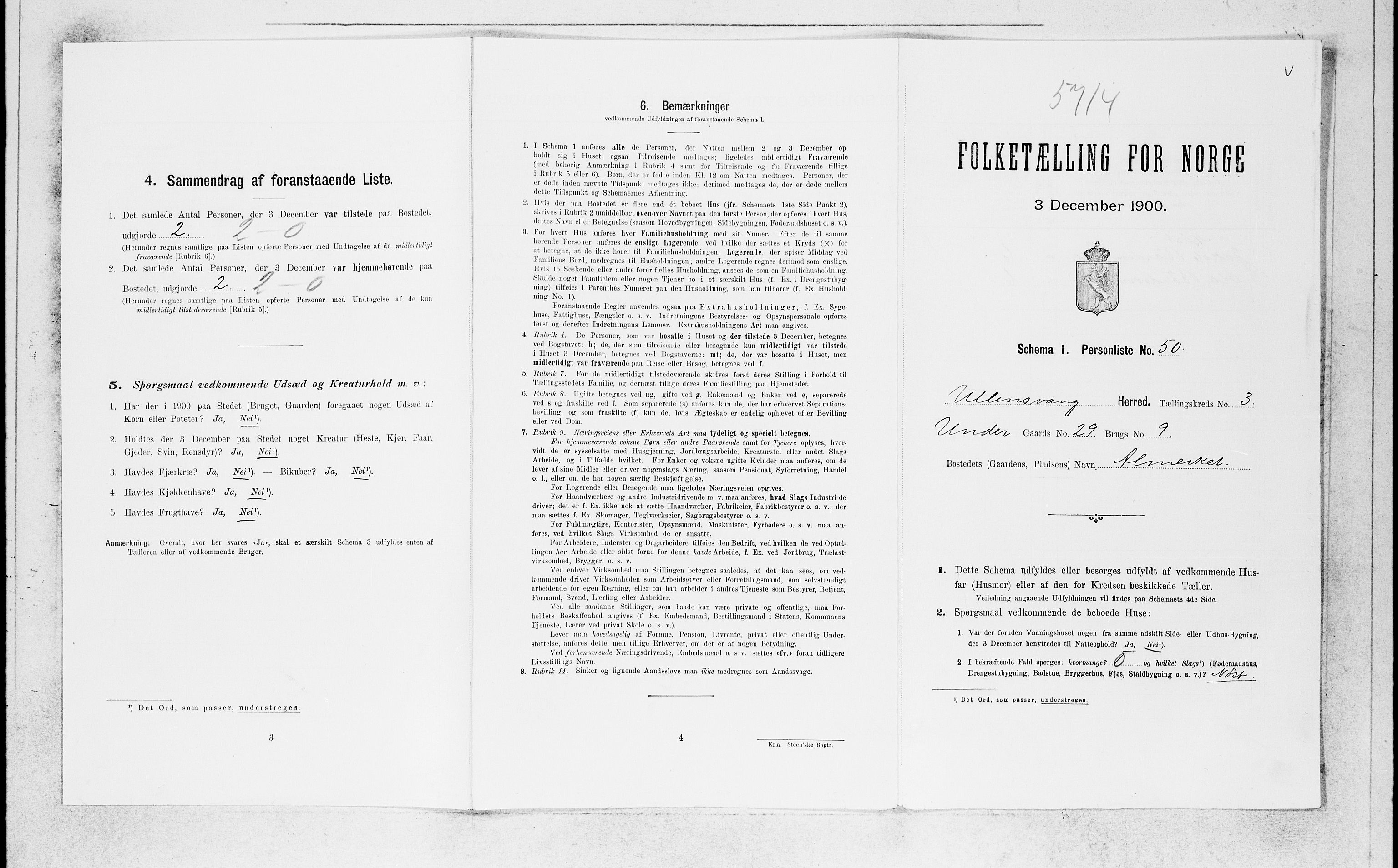 SAB, Folketelling 1900 for 1230 Ullensvang herred, 1900, s. 435
