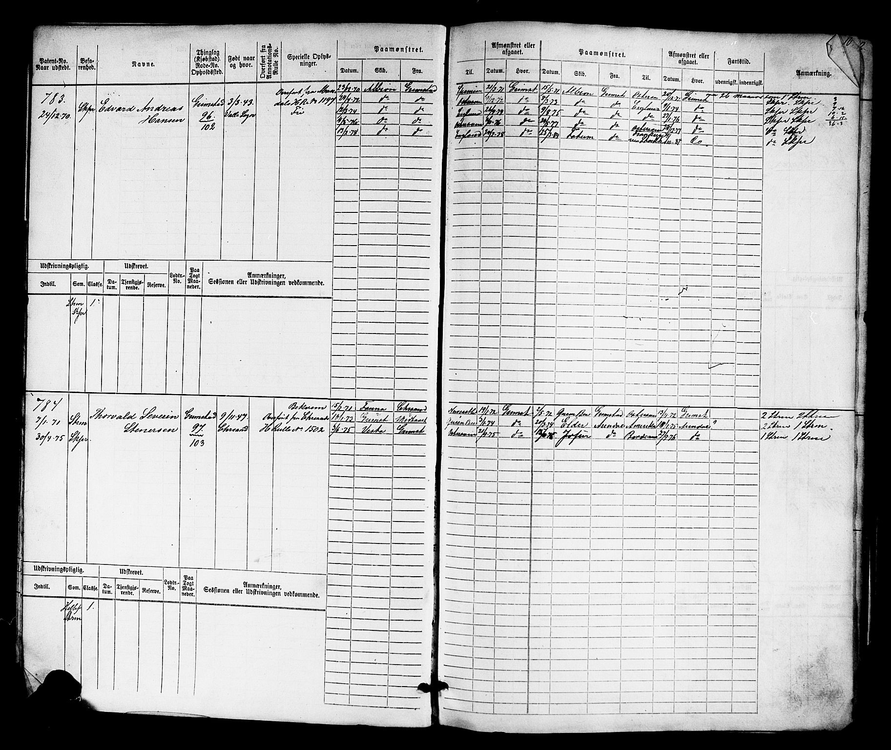 Grimstad mønstringskrets, AV/SAK-2031-0013/F/Fb/L0010: Hovedrulle nr 769-1528, V-23, 1870-1877, s. 9