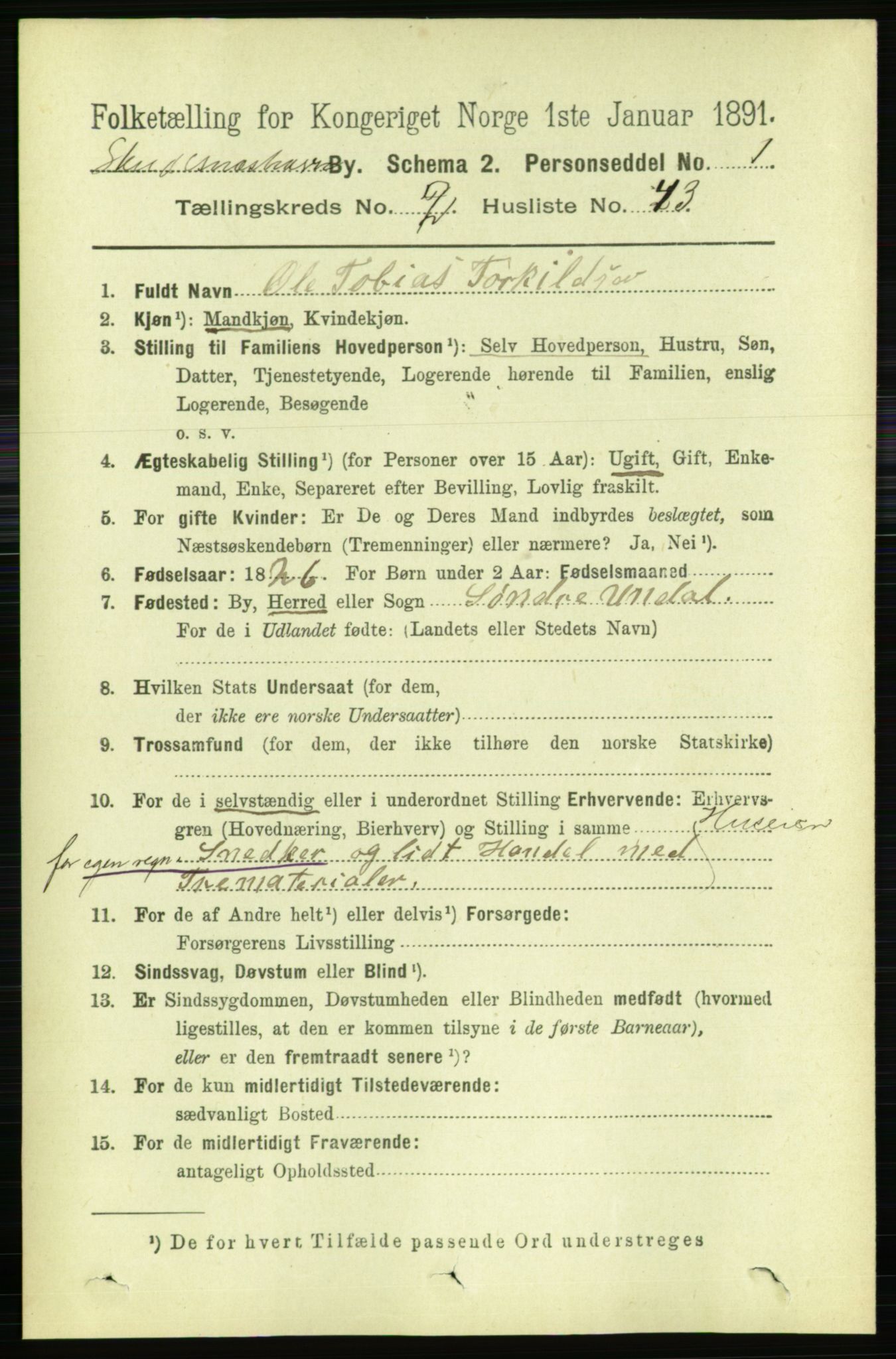 RA, Folketelling 1891 for 1104 Skudeneshavn ladested, 1891, s. 826