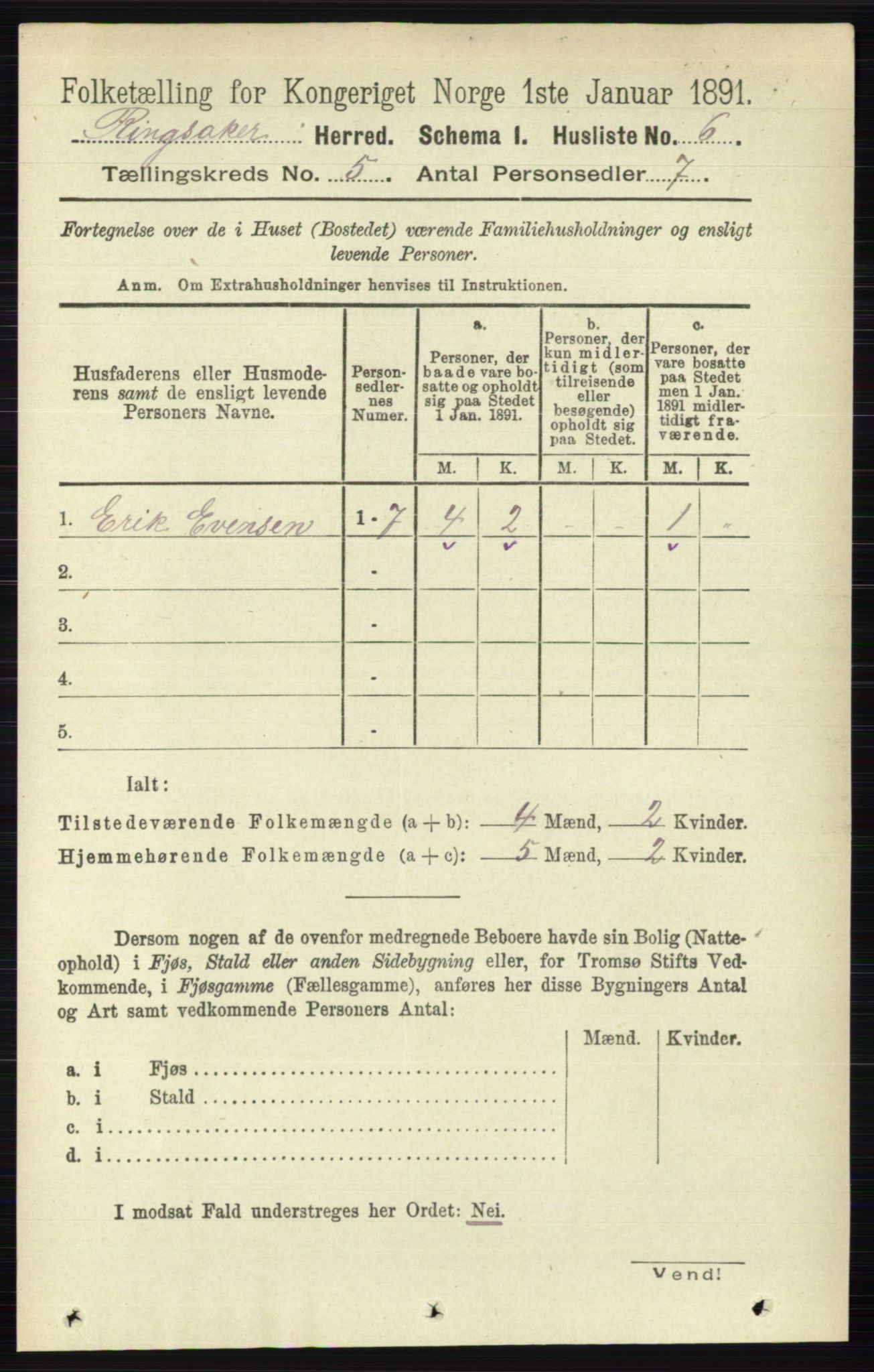 RA, Folketelling 1891 for 0412 Ringsaker herred, 1891, s. 2301