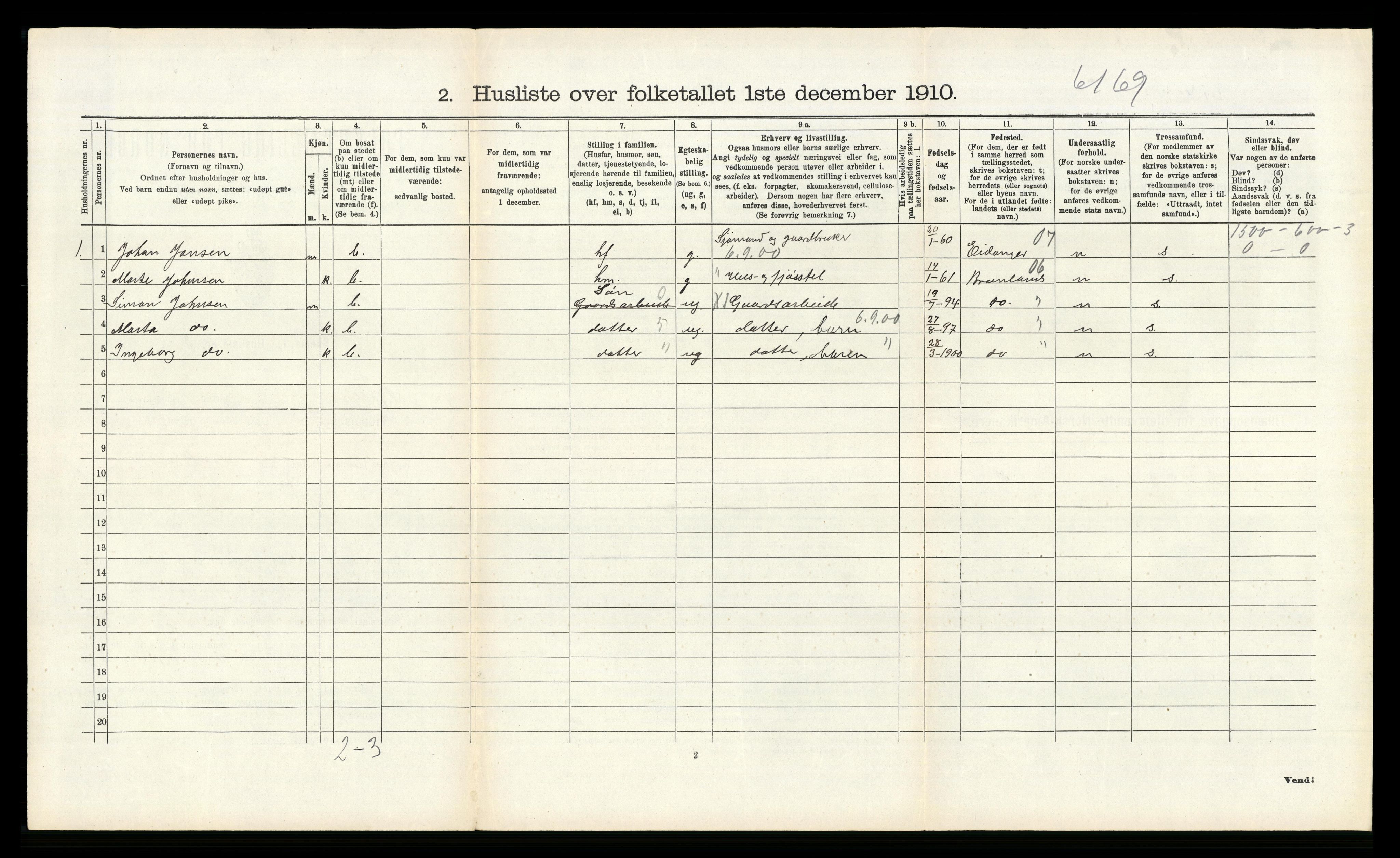 RA, Folketelling 1910 for 0725 Tjølling herred, 1910, s. 546