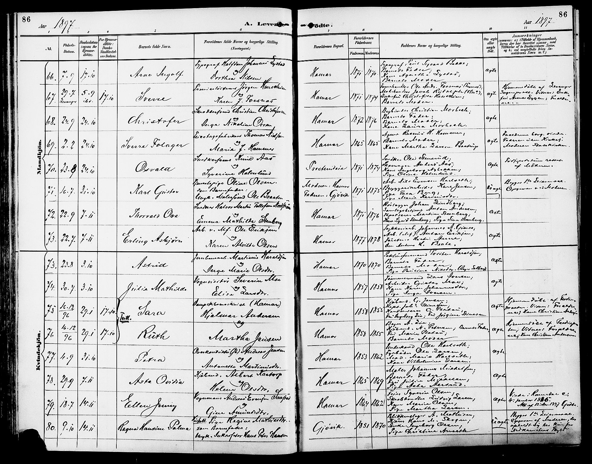 Vang prestekontor, Hedmark, AV/SAH-PREST-008/H/Ha/Haa/L0017: Ministerialbok nr. 17, 1890-1899, s. 86