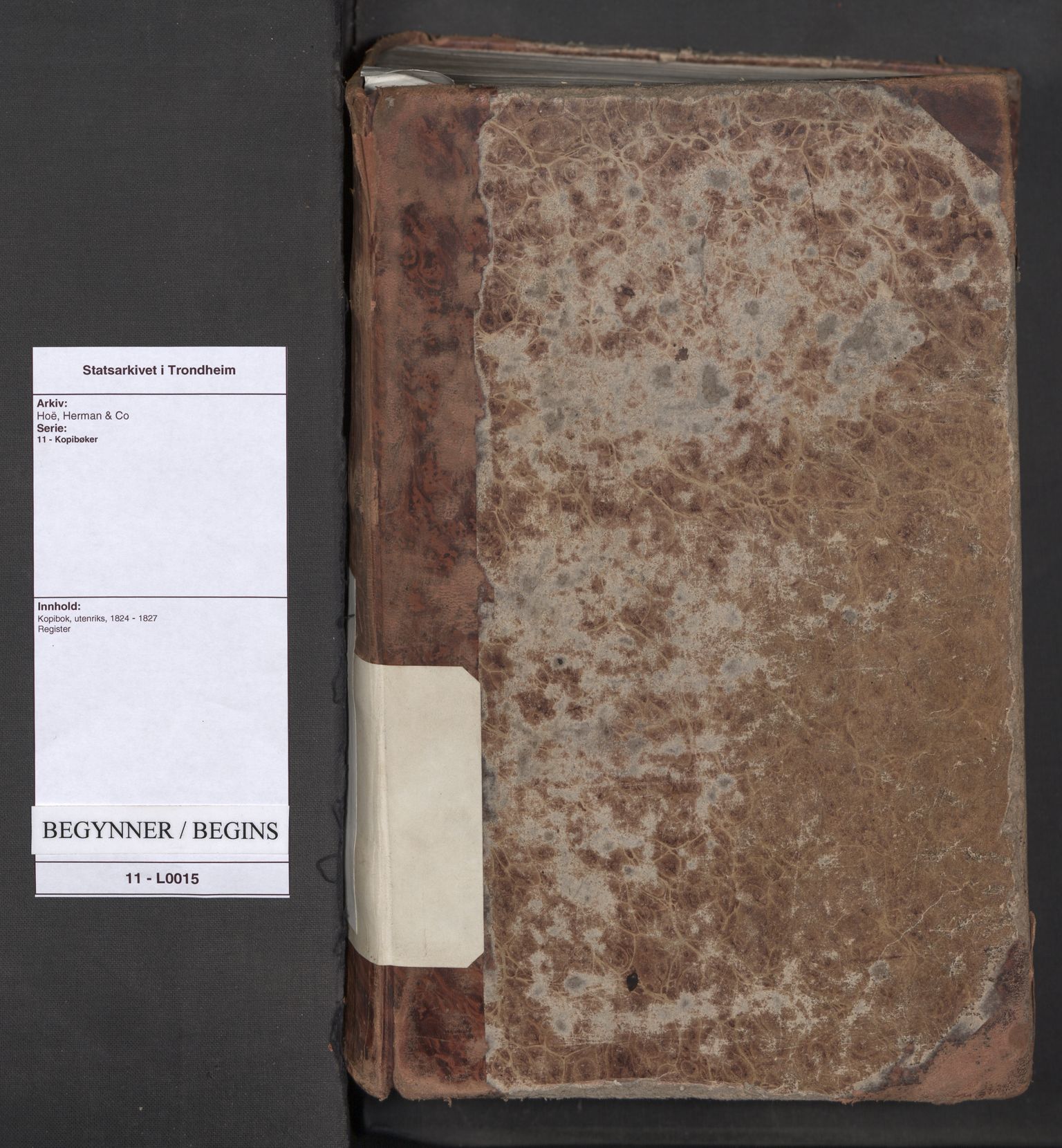 Hoë, Herman & Co, SAT/PA-0280/11/L0015: Kopibok, utenriks, 1824-1827