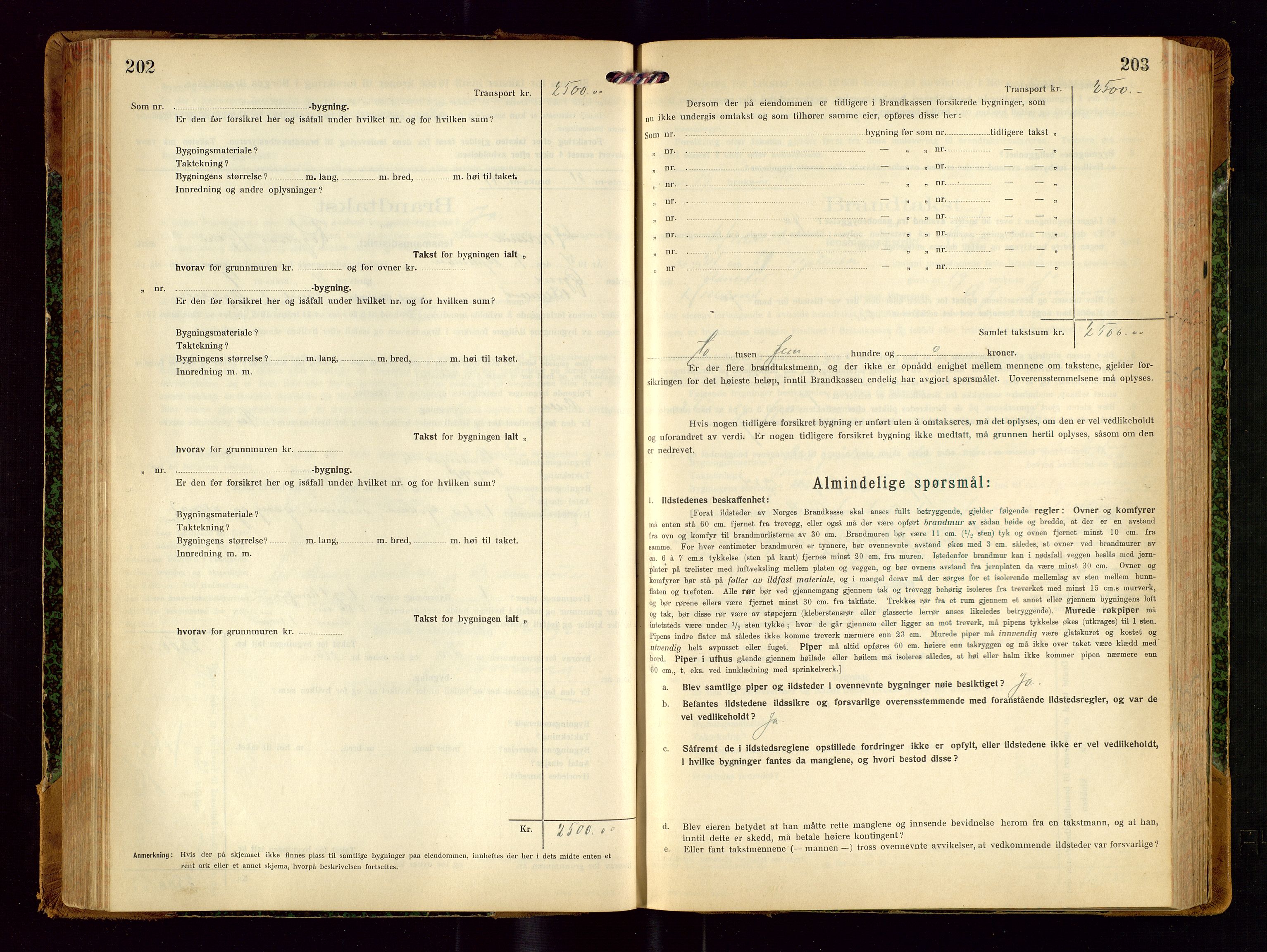 Helleland lensmannskontor, SAST/A-100209/Gob/L0002: "Brandtakstprotokoll", 1921-1930, s. 202-203