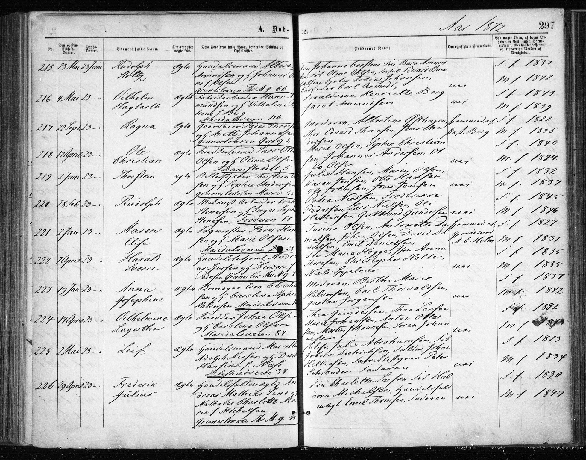 Gamle Aker prestekontor Kirkebøker, AV/SAO-A-10617a/F/L0002: Ministerialbok nr. 2, 1864-1872, s. 297