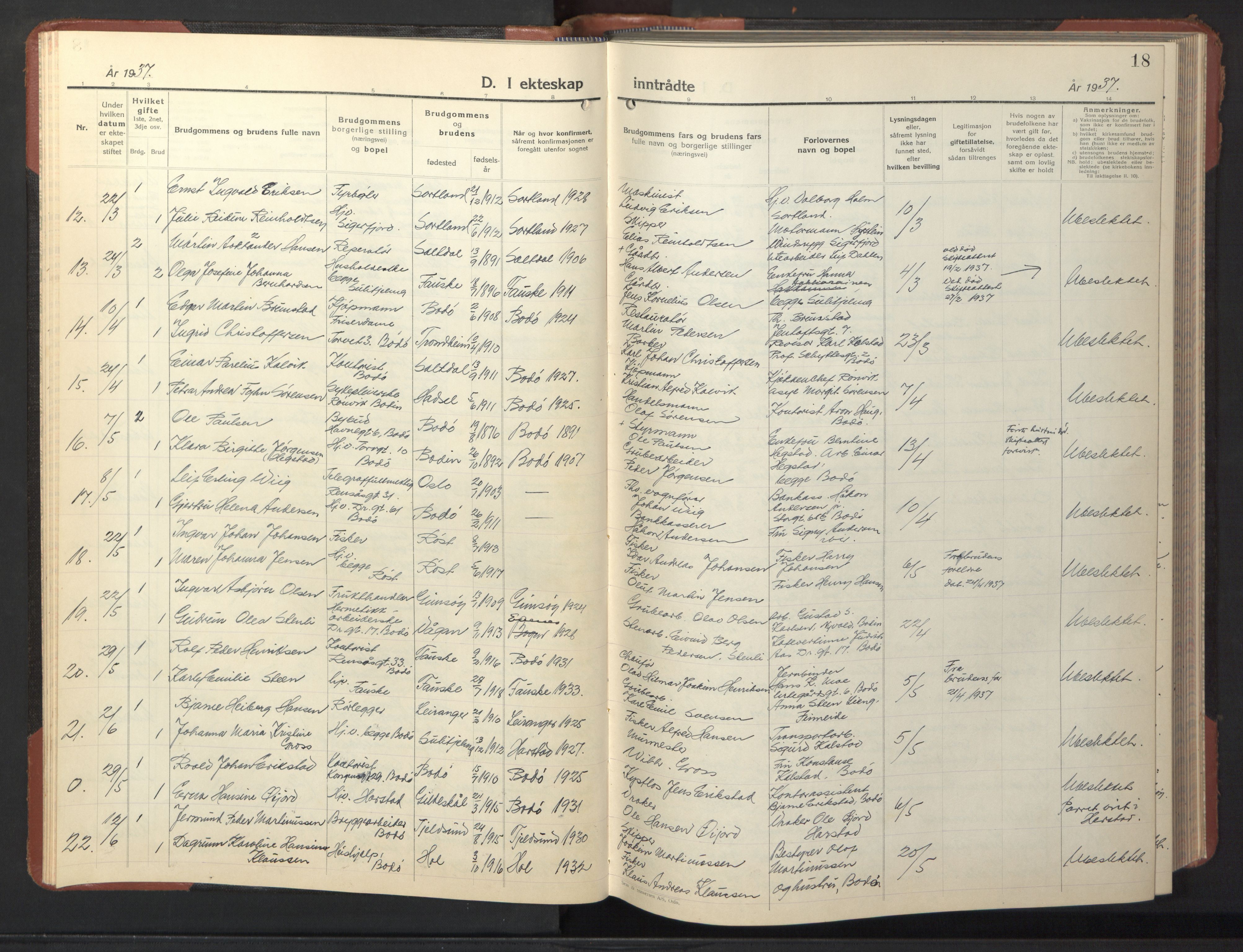 Ministerialprotokoller, klokkerbøker og fødselsregistre - Nordland, AV/SAT-A-1459/801/L0038: Klokkerbok nr. 801C13, 1935-1951, s. 18