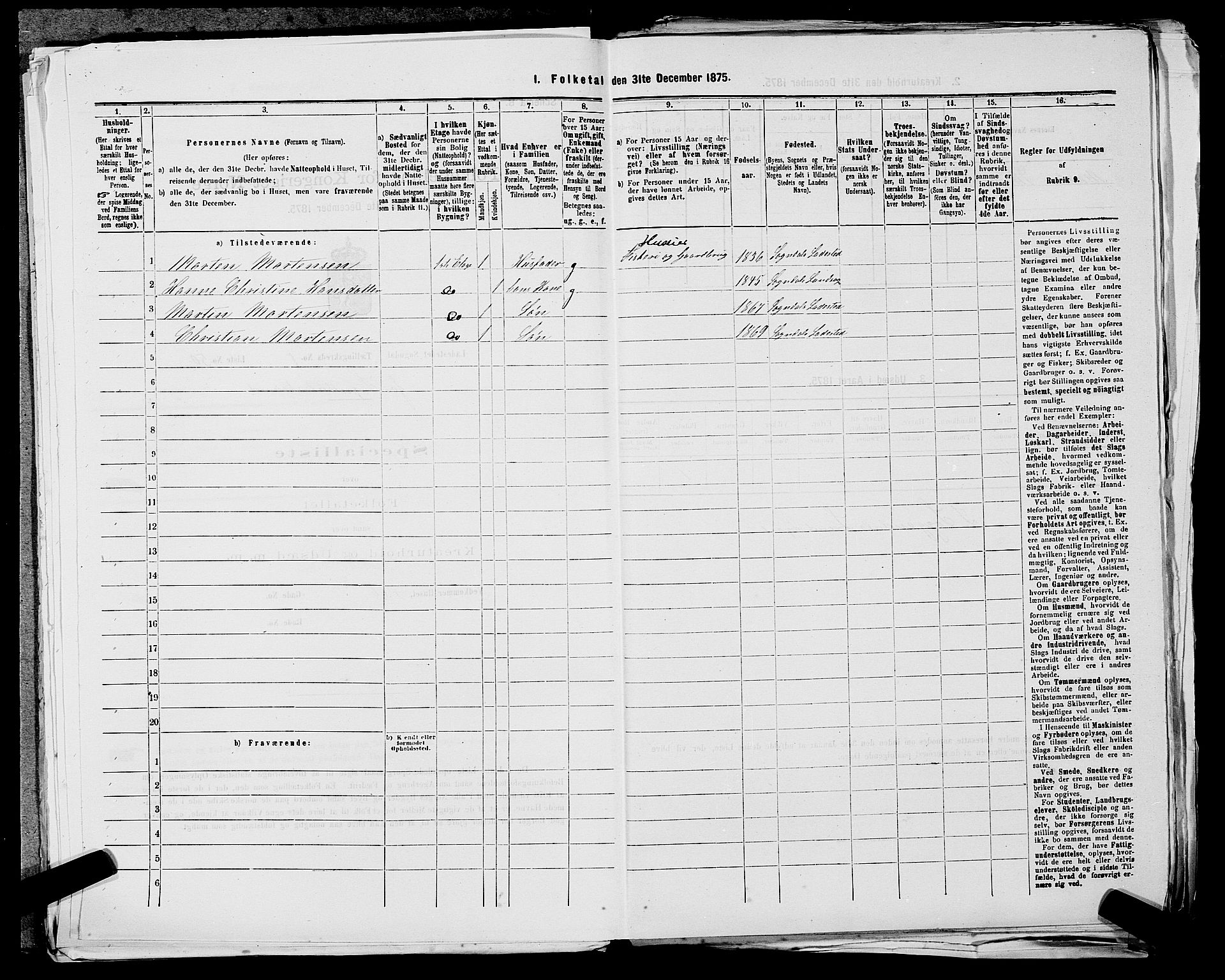 SAST, Folketelling 1875 for 1107B Sokndal prestegjeld, Sokndal ladested, 1875, s. 104