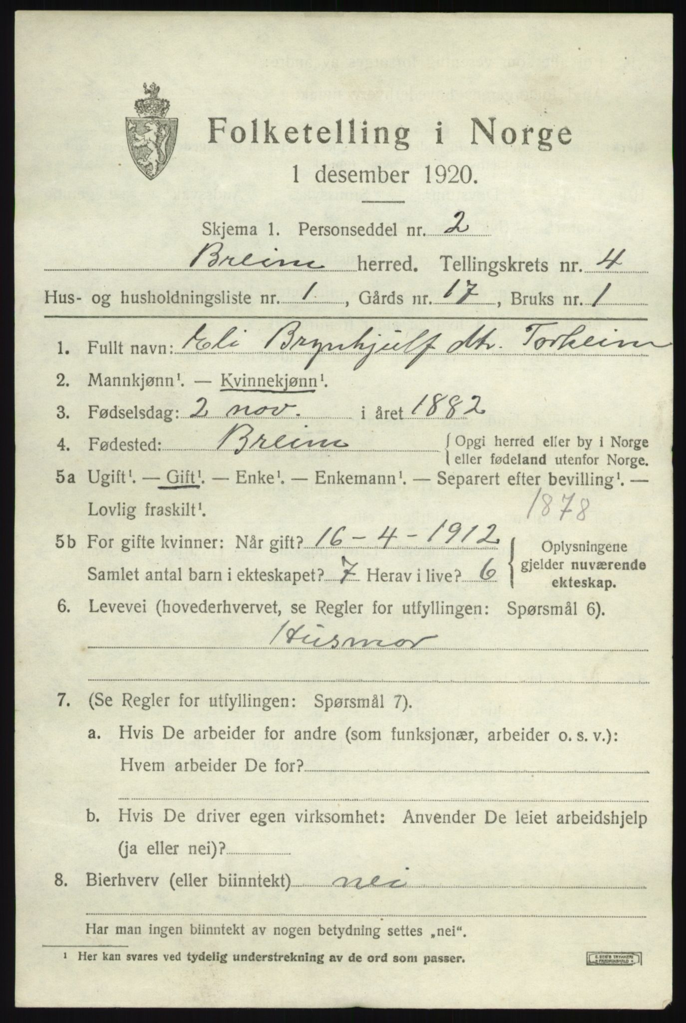 SAB, Folketelling 1920 for 1446 Breim herred, 1920, s. 2509