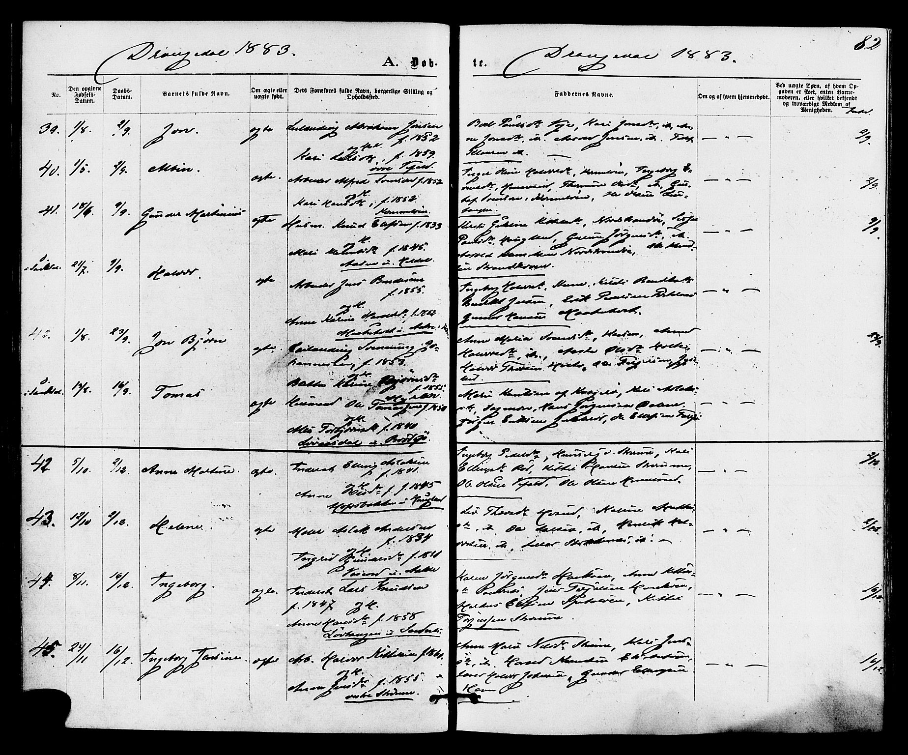 Drangedal kirkebøker, AV/SAKO-A-258/F/Fa/L0009: Ministerialbok nr. 9 /1, 1872-1884, s. 82