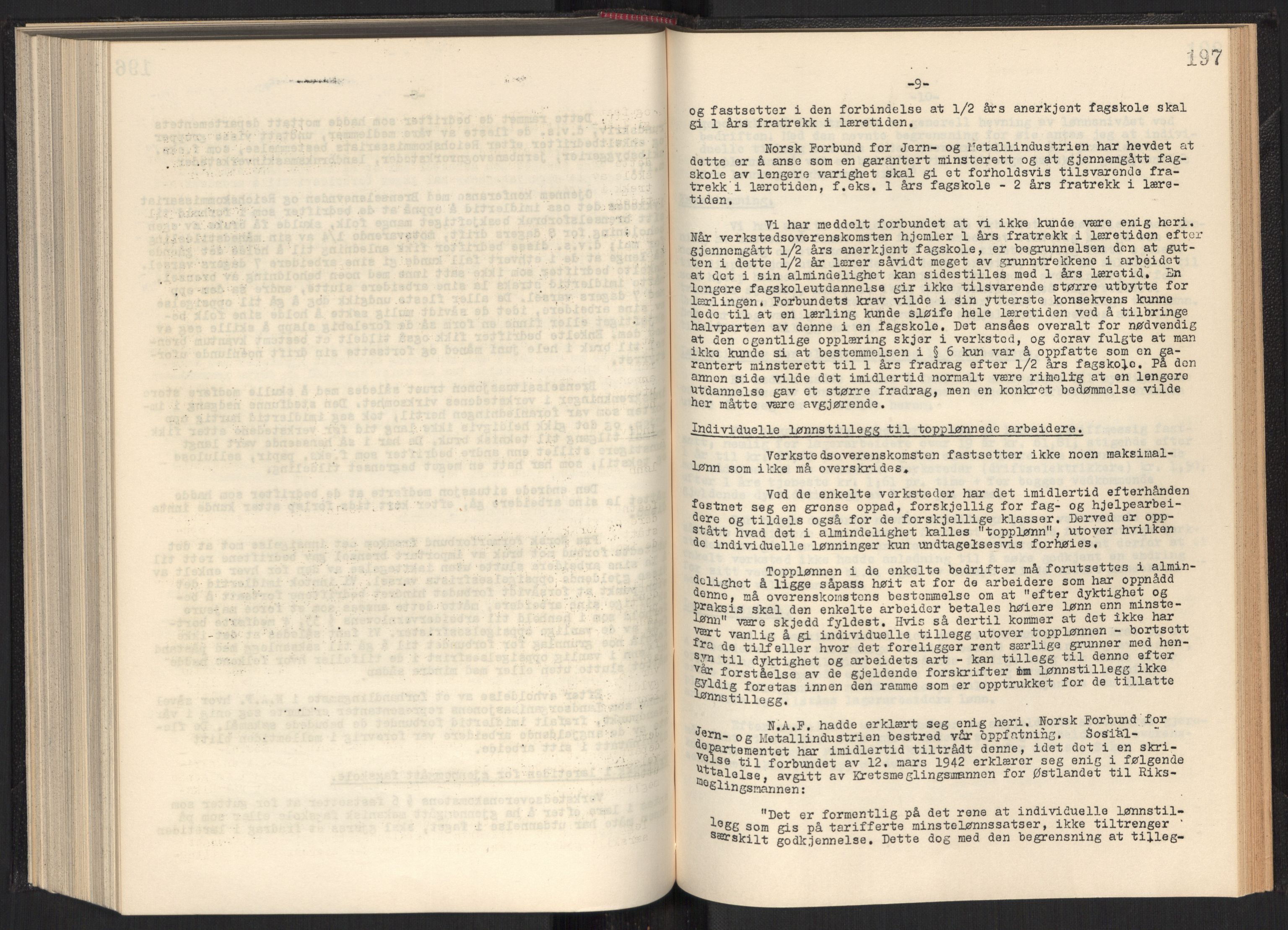 Teknologibedriftenes Landsforening TBL, RA/PA-1700/A/Ad/L0006: Årsberetning med register, 1937-1943, s. 197