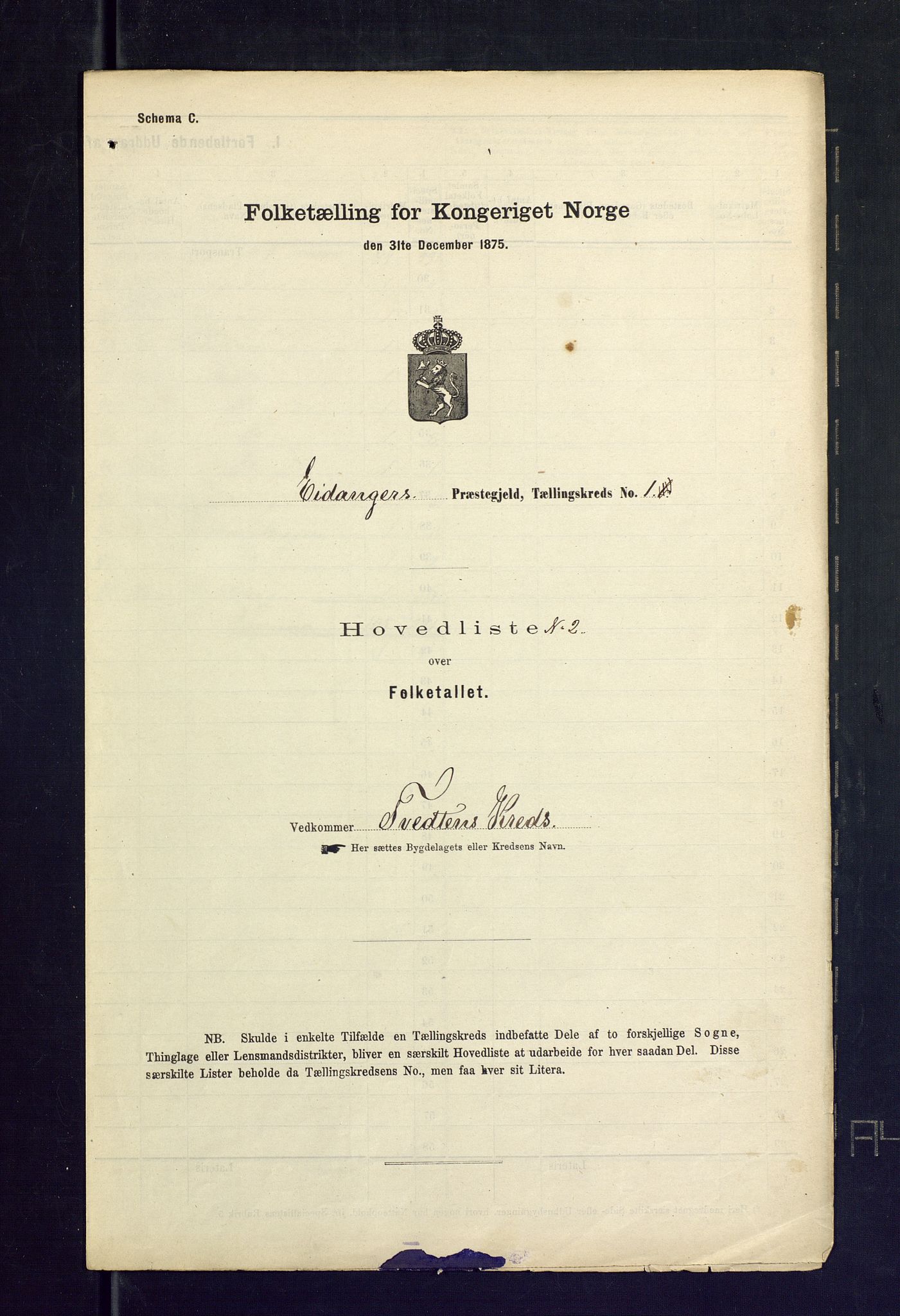 SAKO, Folketelling 1875 for 0813P Eidanger prestegjeld, 1875, s. 5