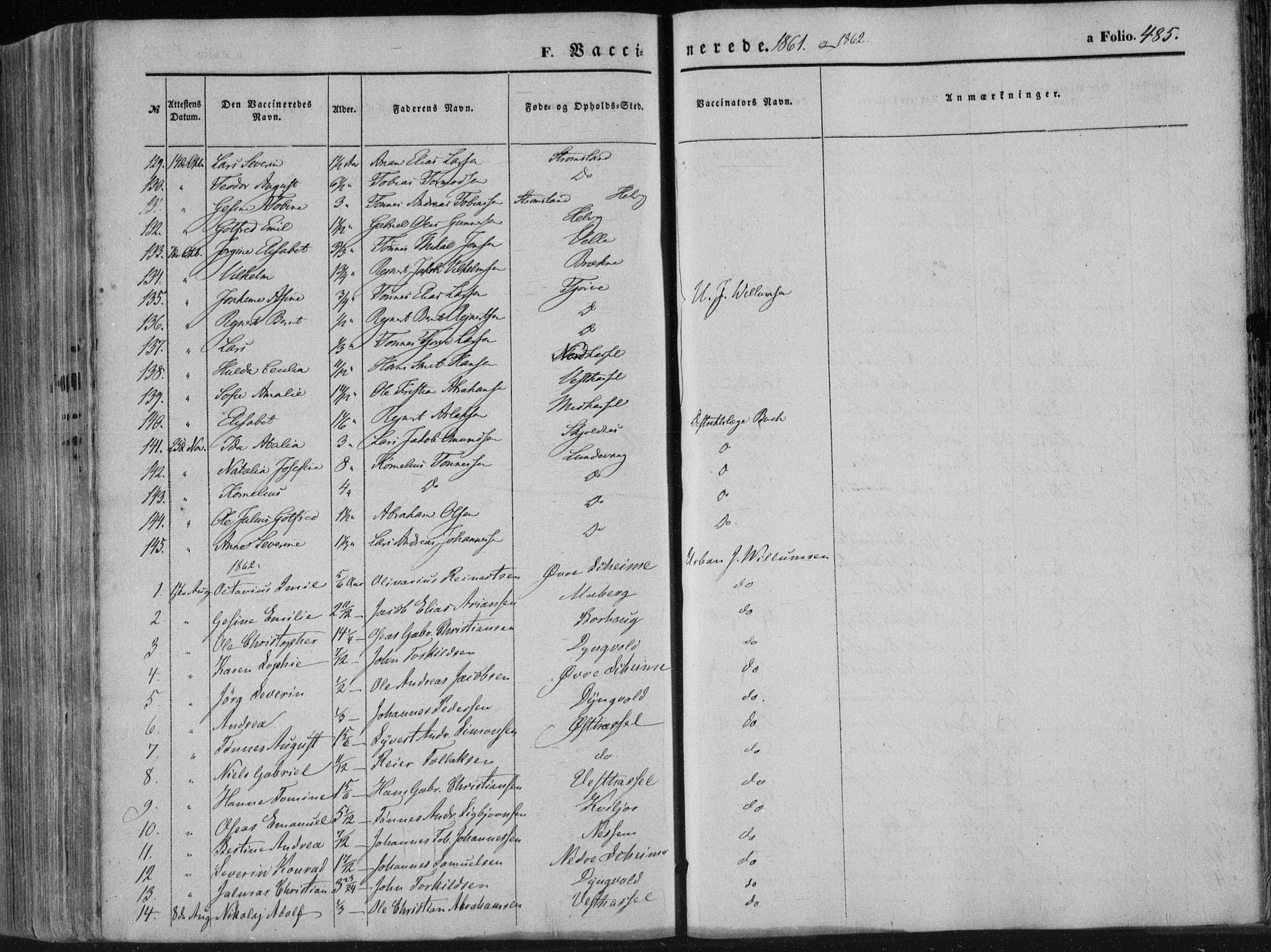 Lista sokneprestkontor, SAK/1111-0027/F/Fa/L0011: Ministerialbok nr. A 11, 1861-1878, s. 485