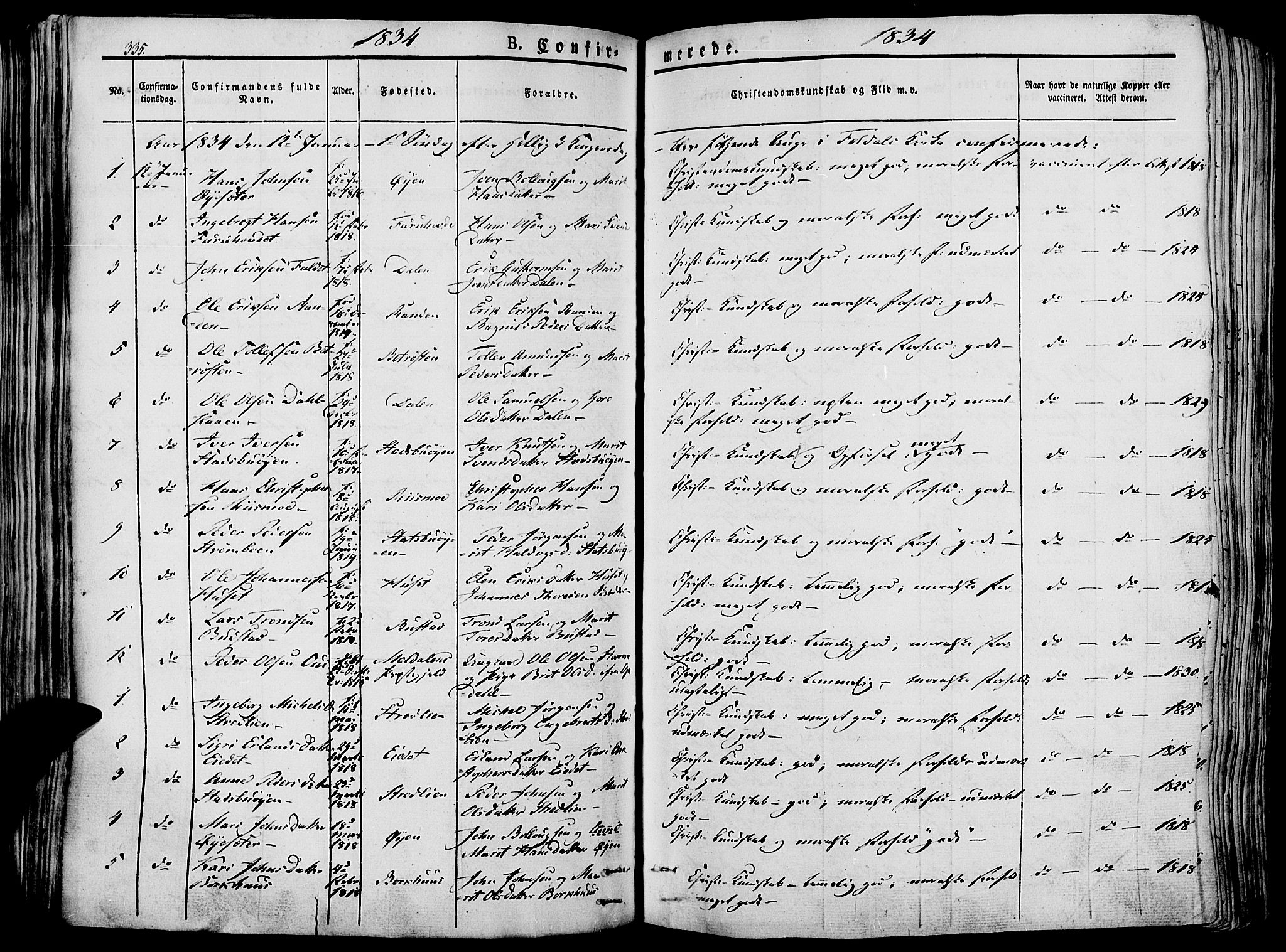 Lesja prestekontor, AV/SAH-PREST-068/H/Ha/Haa/L0005: Ministerialbok nr. 5, 1830-1842, s. 335