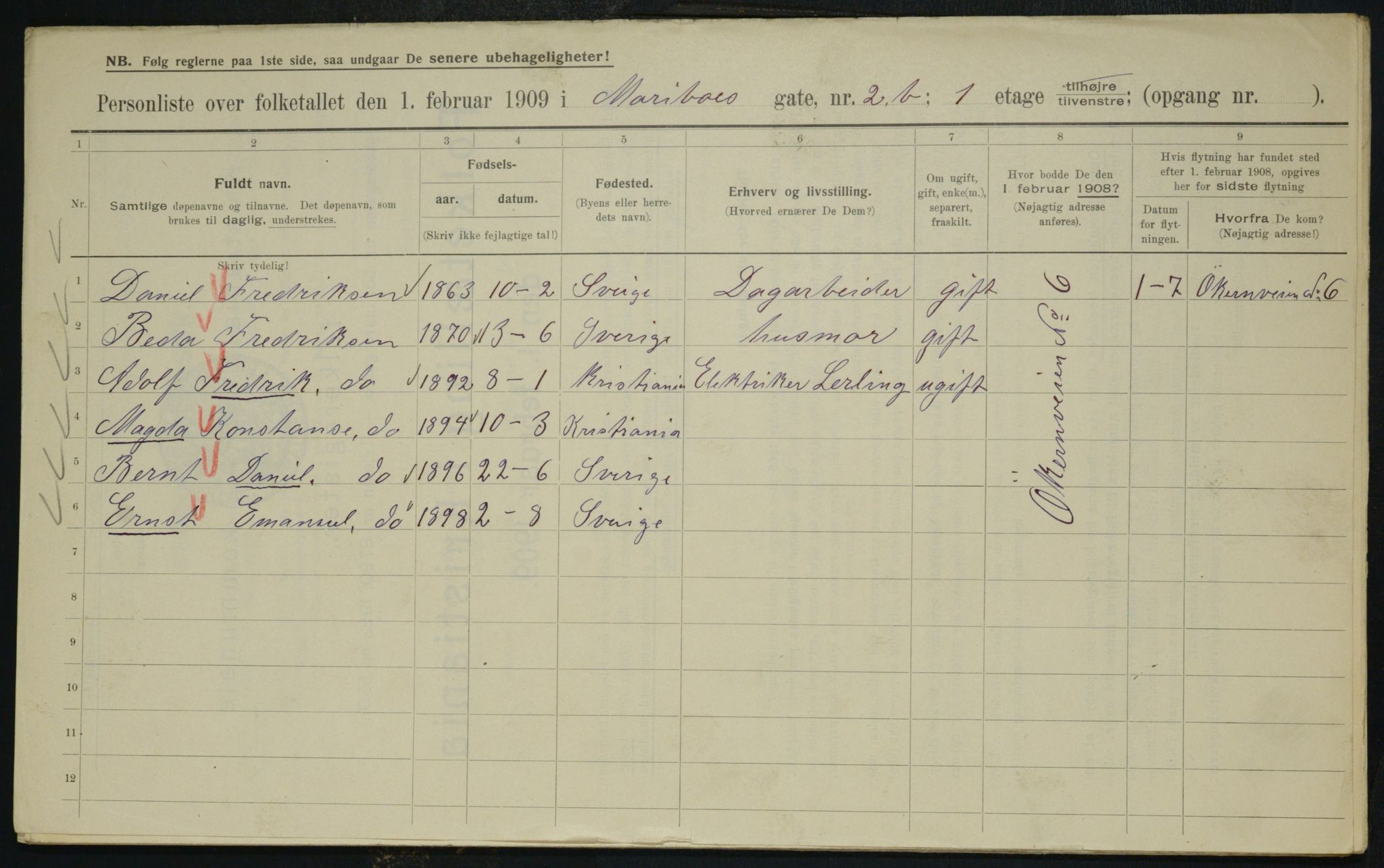 OBA, Kommunal folketelling 1.2.1909 for Kristiania kjøpstad, 1909, s. 54922