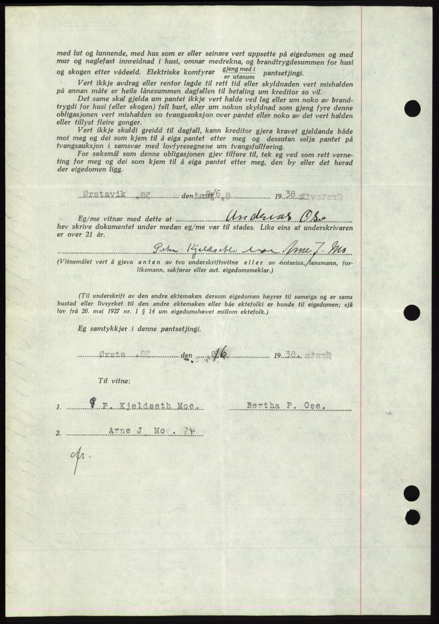 Søre Sunnmøre sorenskriveri, AV/SAT-A-4122/1/2/2C/L0066: Pantebok nr. 60, 1938-1938, Dagboknr: 1243/1938