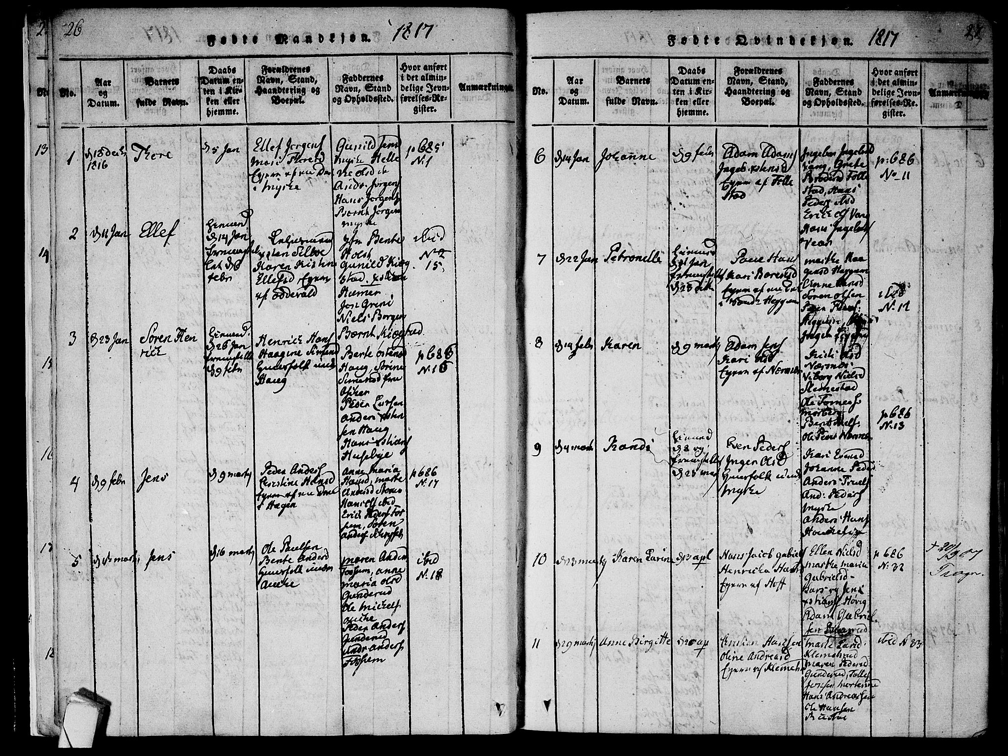 Røyken kirkebøker, SAKO/A-241/F/Fa/L0004: Ministerialbok nr. 4, 1814-1832, s. 26-27
