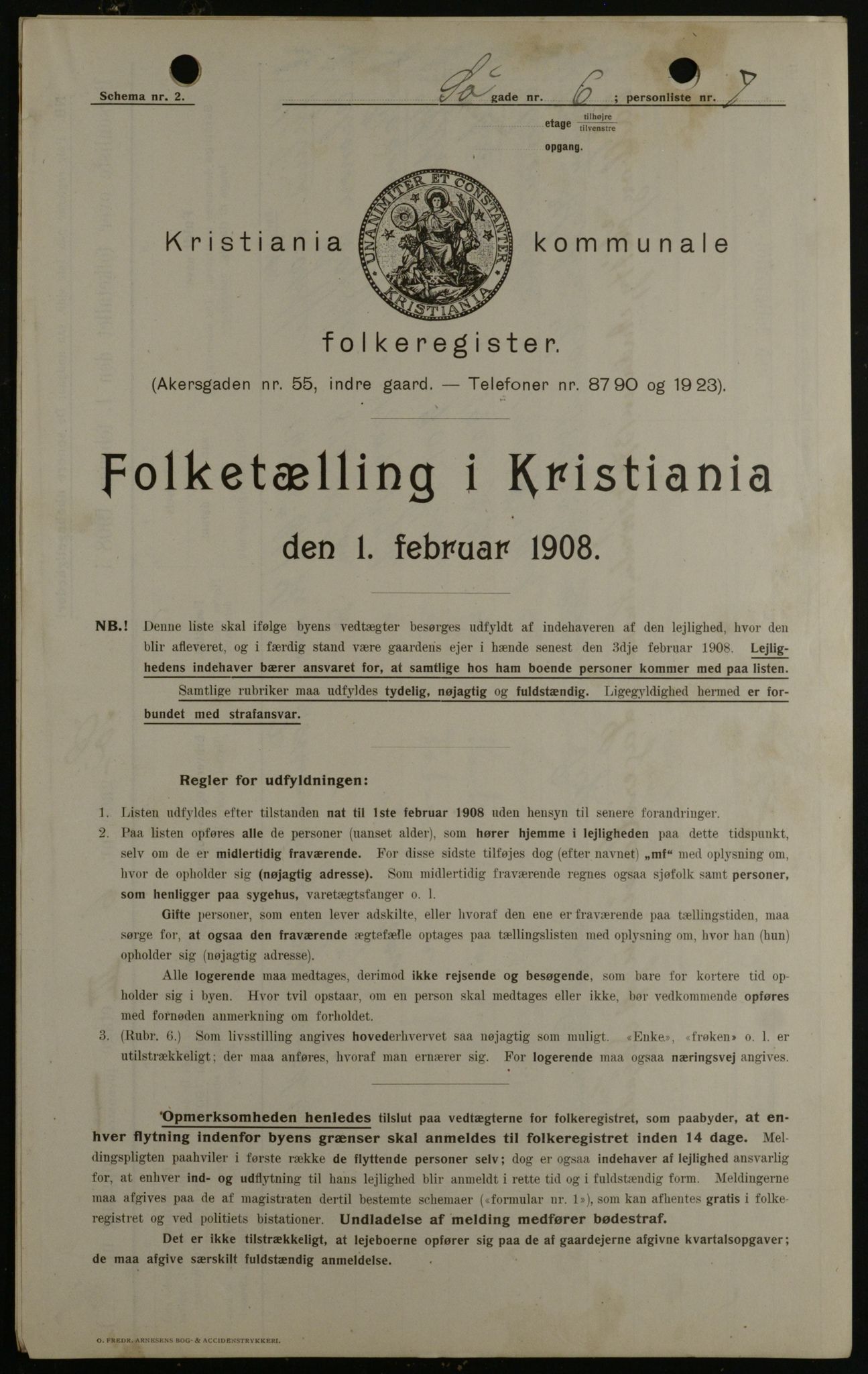 OBA, Kommunal folketelling 1.2.1908 for Kristiania kjøpstad, 1908, s. 85623