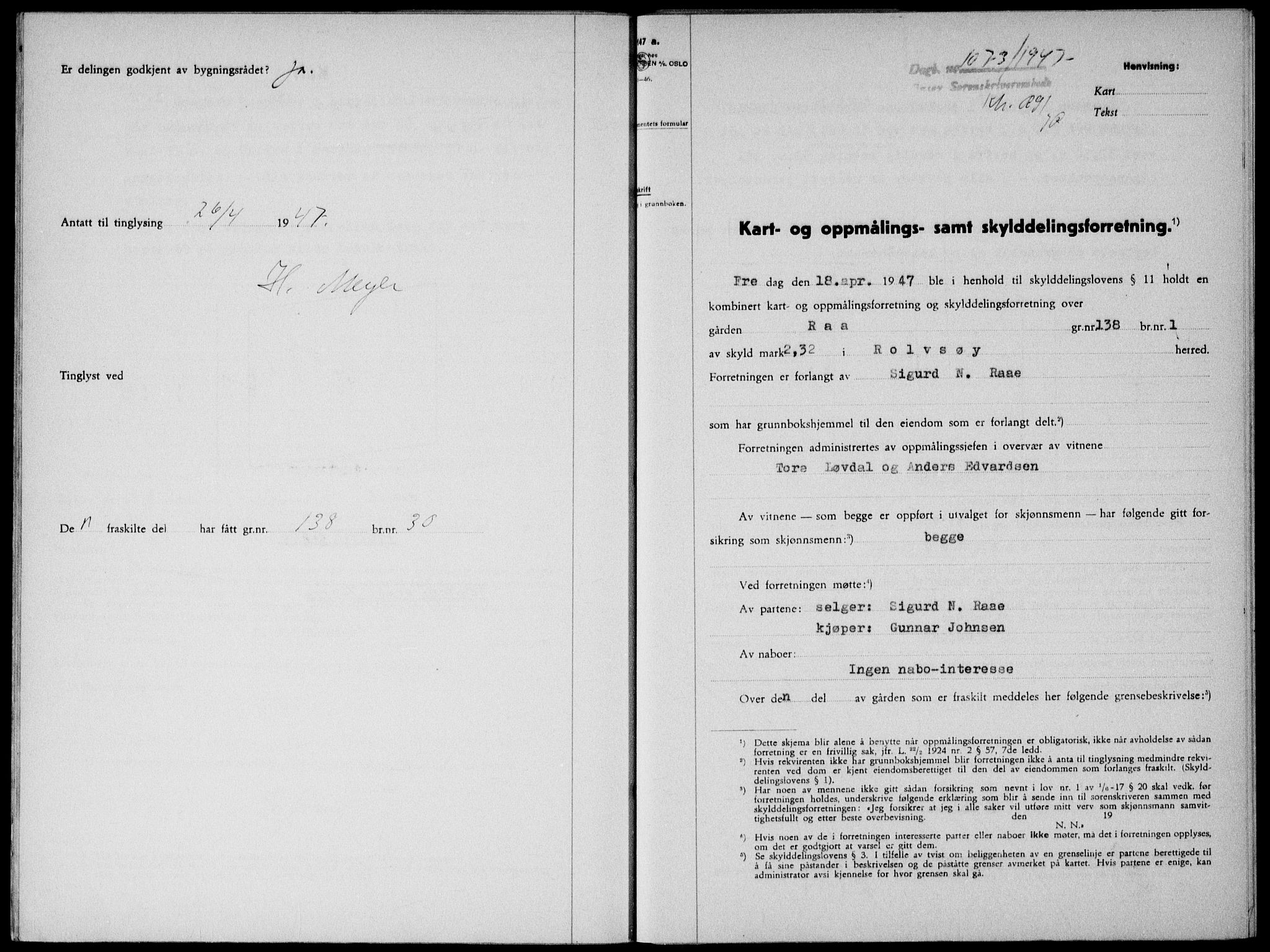 Onsøy sorenskriveri, SAO/A-10474/G/Ga/Gab/L0019b: Pantebok nr. II A-19 B, 1947-1947, Dagboknr: 1073/1947