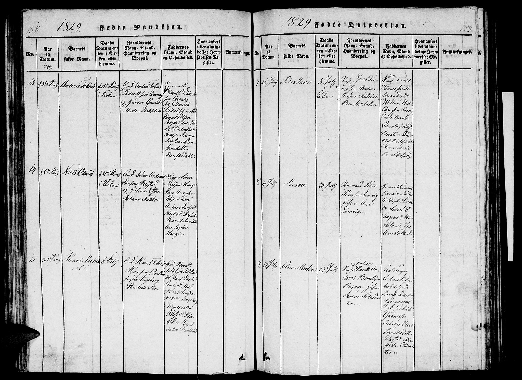 Flekkefjord sokneprestkontor, AV/SAK-1111-0012/F/Fb/Fbb/L0001: Klokkerbok nr. B 1, 1815-1830, s. 158-159