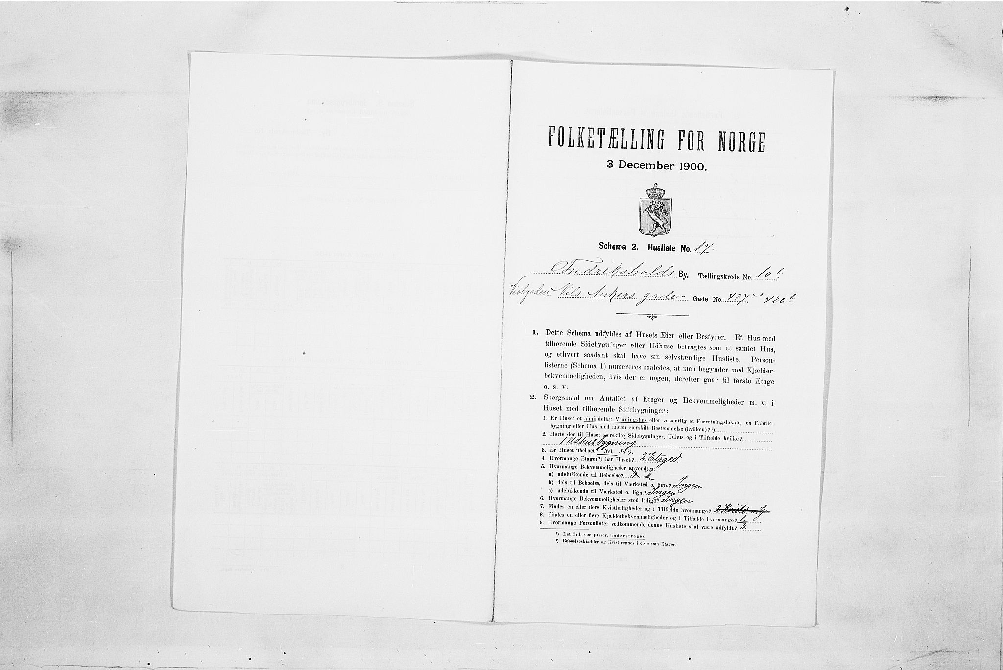 SAO, Folketelling 1900 for 0101 Fredrikshald kjøpstad, 1900