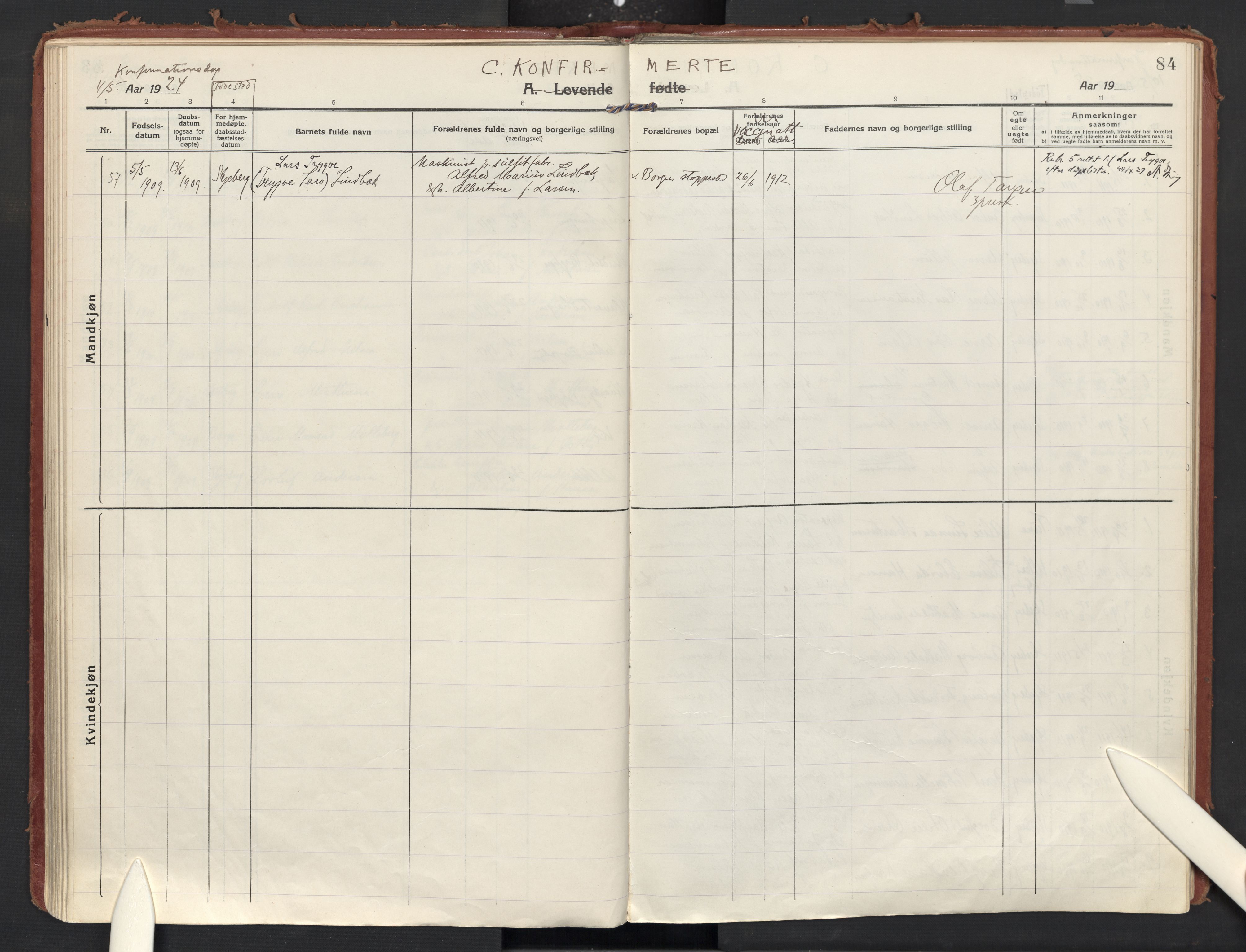 Skjeberg prestekontor Kirkebøker, AV/SAO-A-10923/F/Fd/L0001: Ministerialbok nr. IV 1, 1916-1925, s. 84