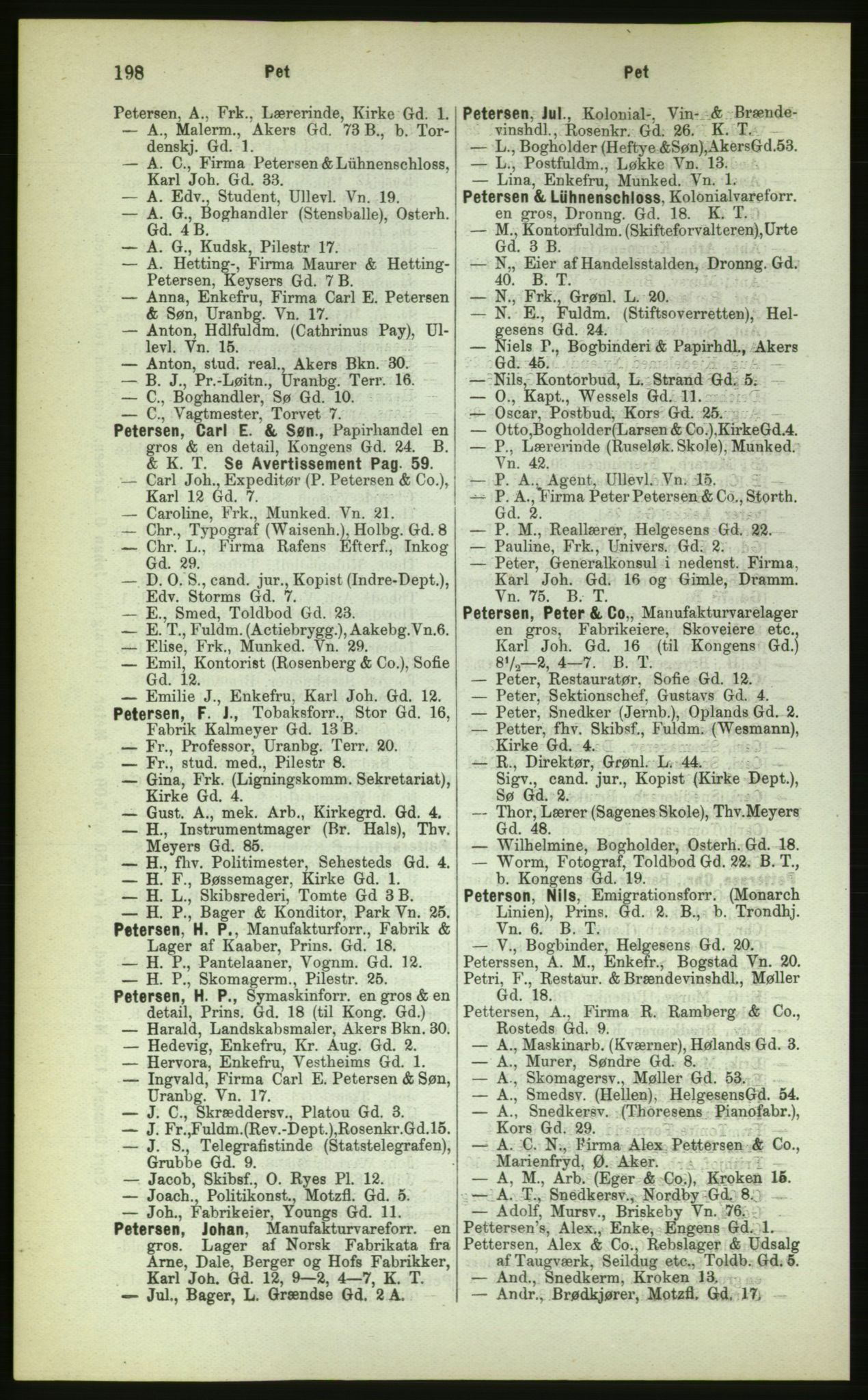 Kristiania/Oslo adressebok, PUBL/-, 1883, s. 198