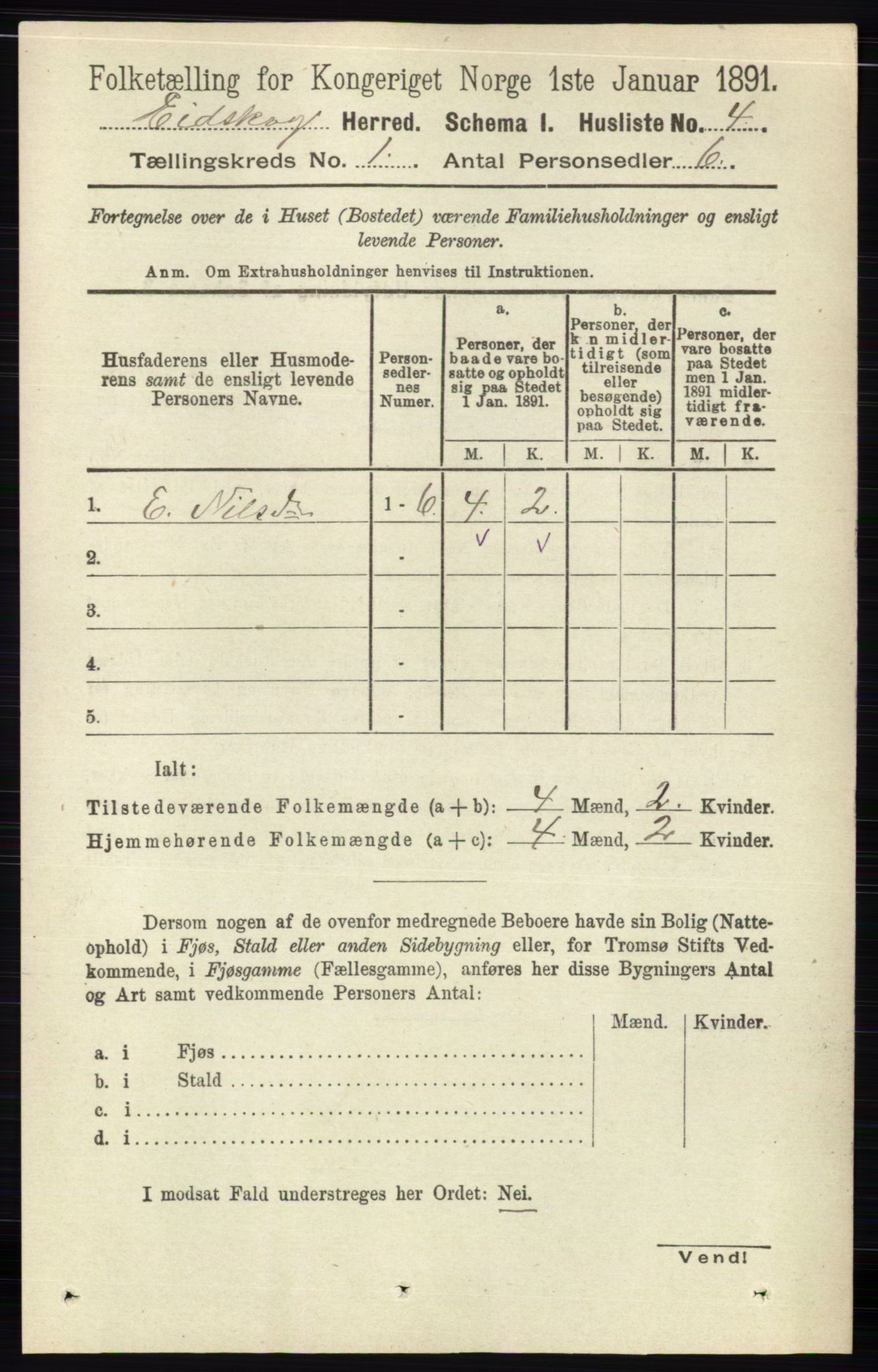 RA, Folketelling 1891 for 0420 Eidskog herred, 1891, s. 42