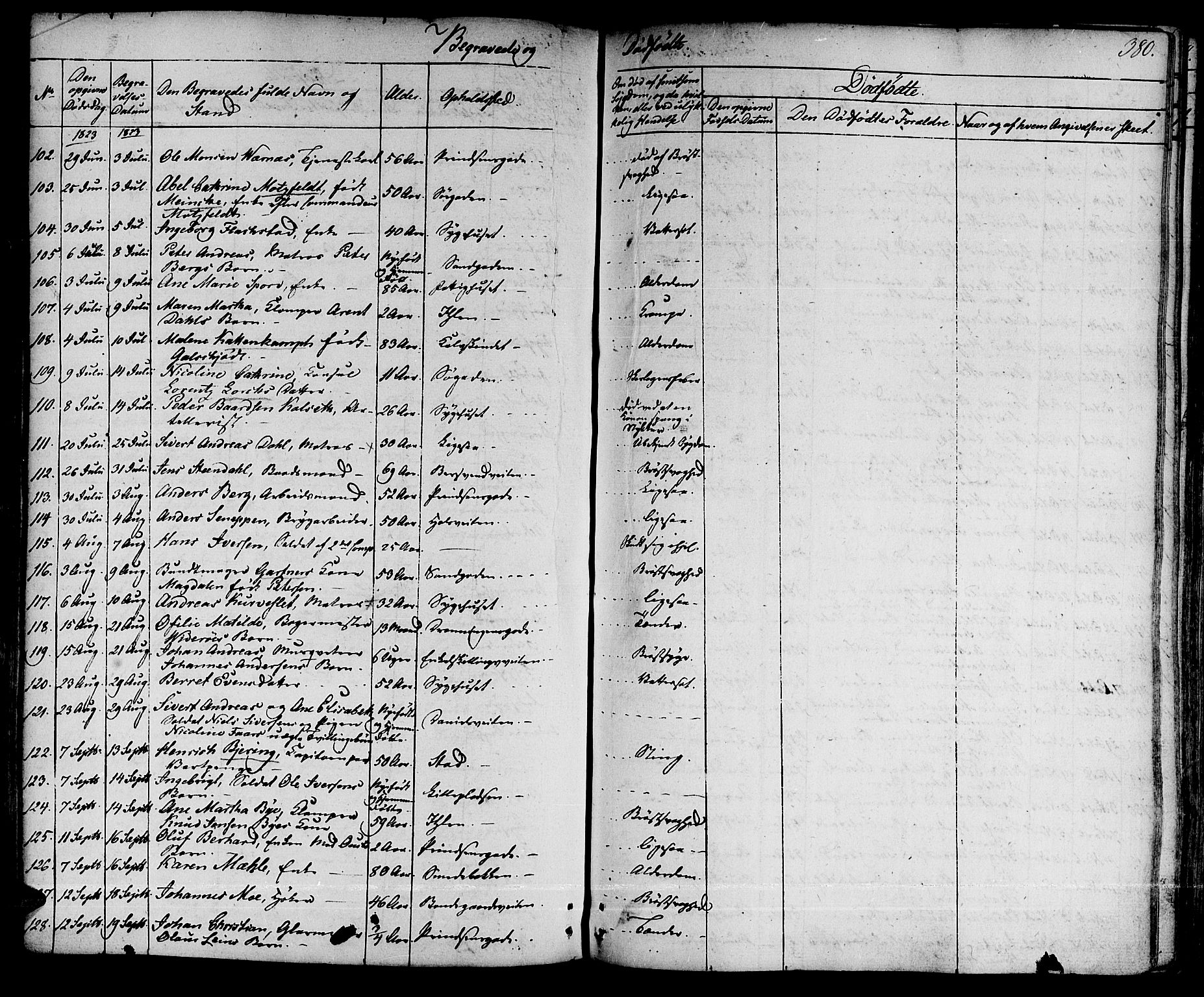 Ministerialprotokoller, klokkerbøker og fødselsregistre - Sør-Trøndelag, SAT/A-1456/601/L0045: Ministerialbok nr. 601A13, 1821-1831, s. 380