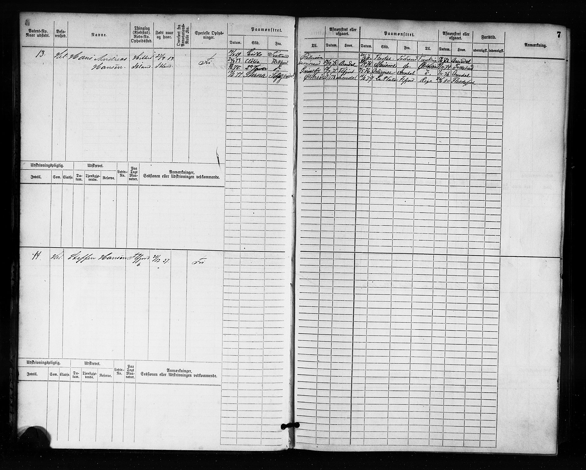 Flekkefjord mønstringskrets, AV/SAK-2031-0018/F/Fb/L0001: Hovedrulle nr 1-764, N-4, 1868-1900, s. 8