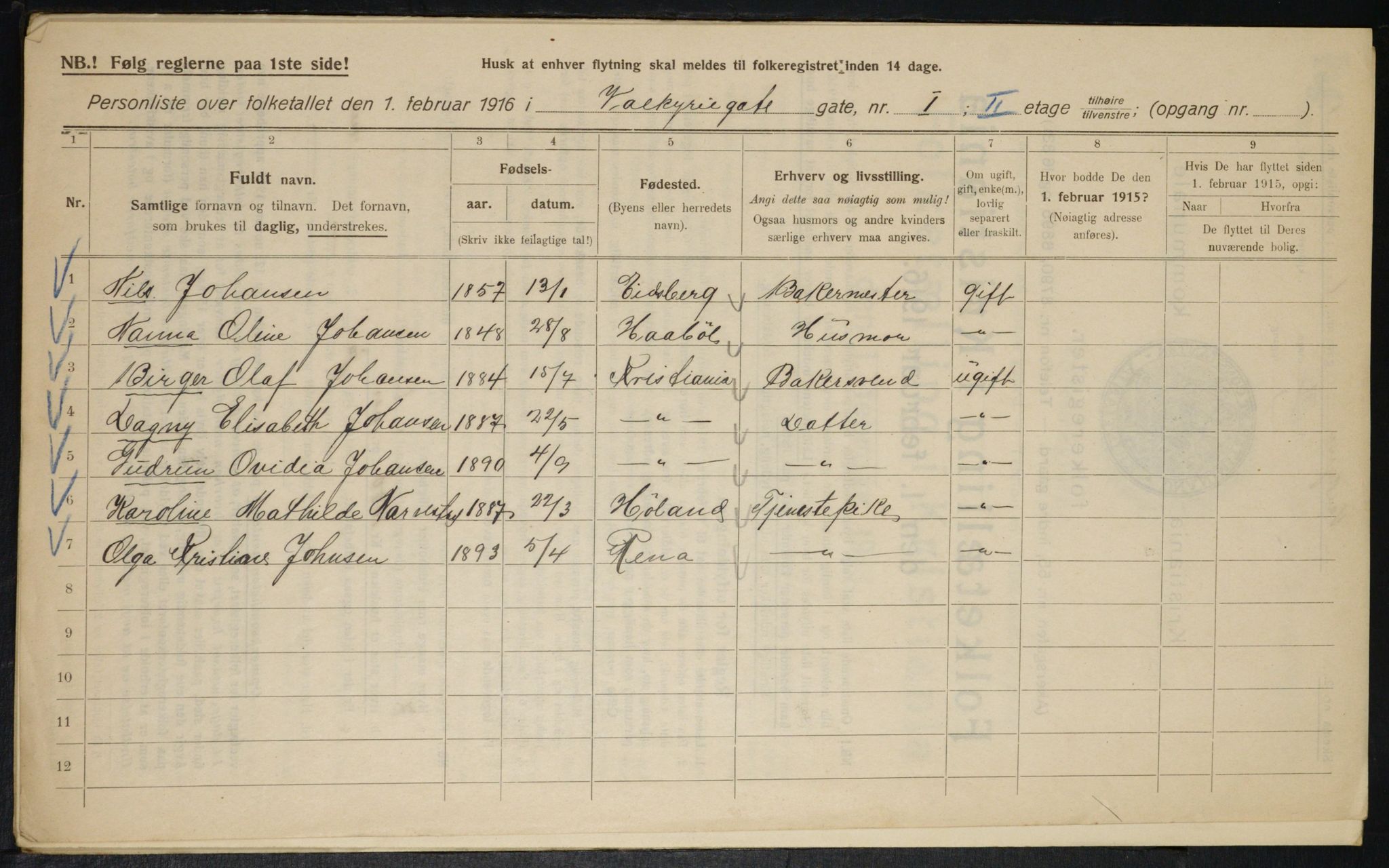 OBA, Kommunal folketelling 1.2.1916 for Kristiania, 1916, s. 125383