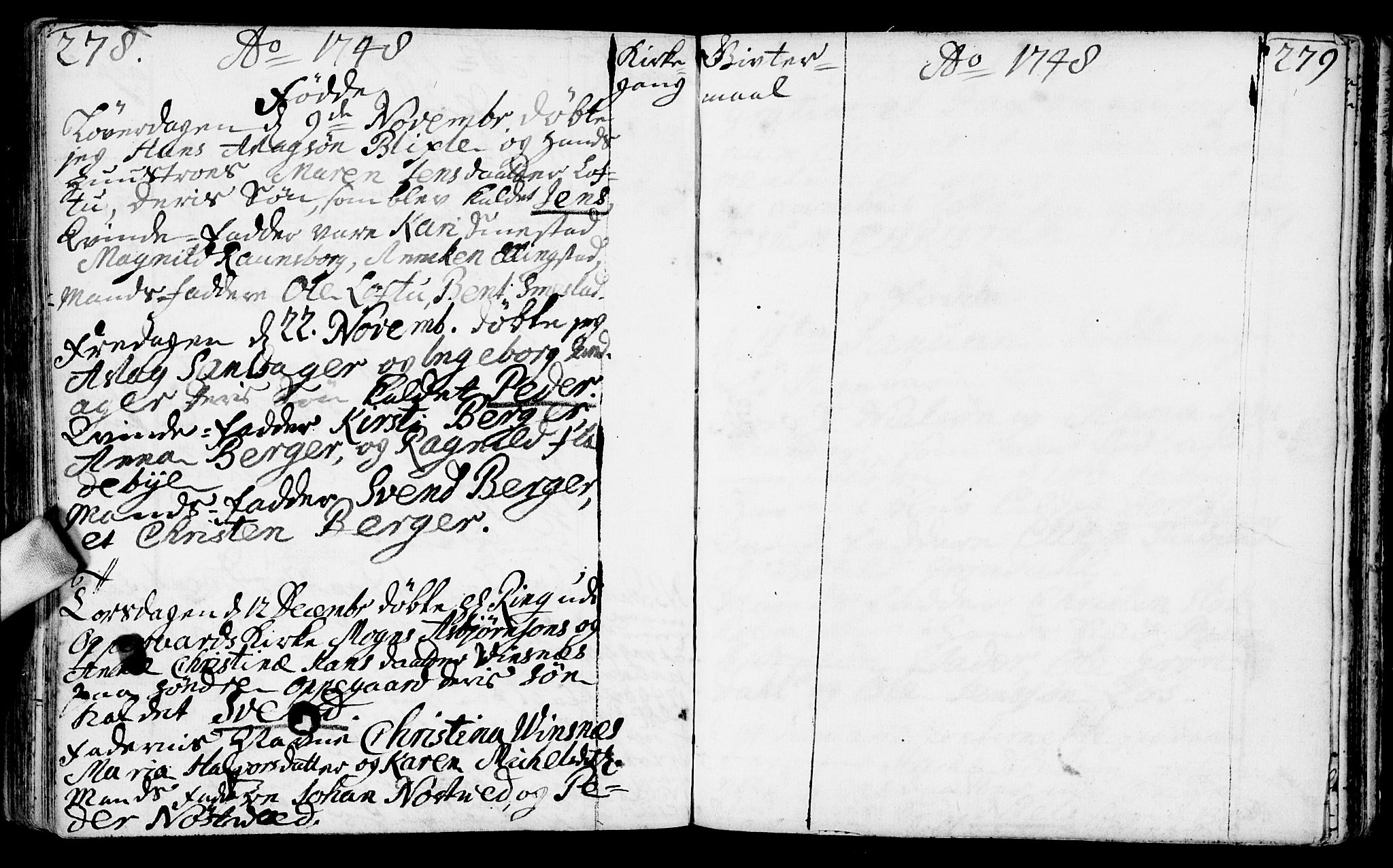 Nesodden prestekontor Kirkebøker, AV/SAO-A-10013/F/Fa/L0001: Ministerialbok nr. I 1, 1709-1750, s. 278-279