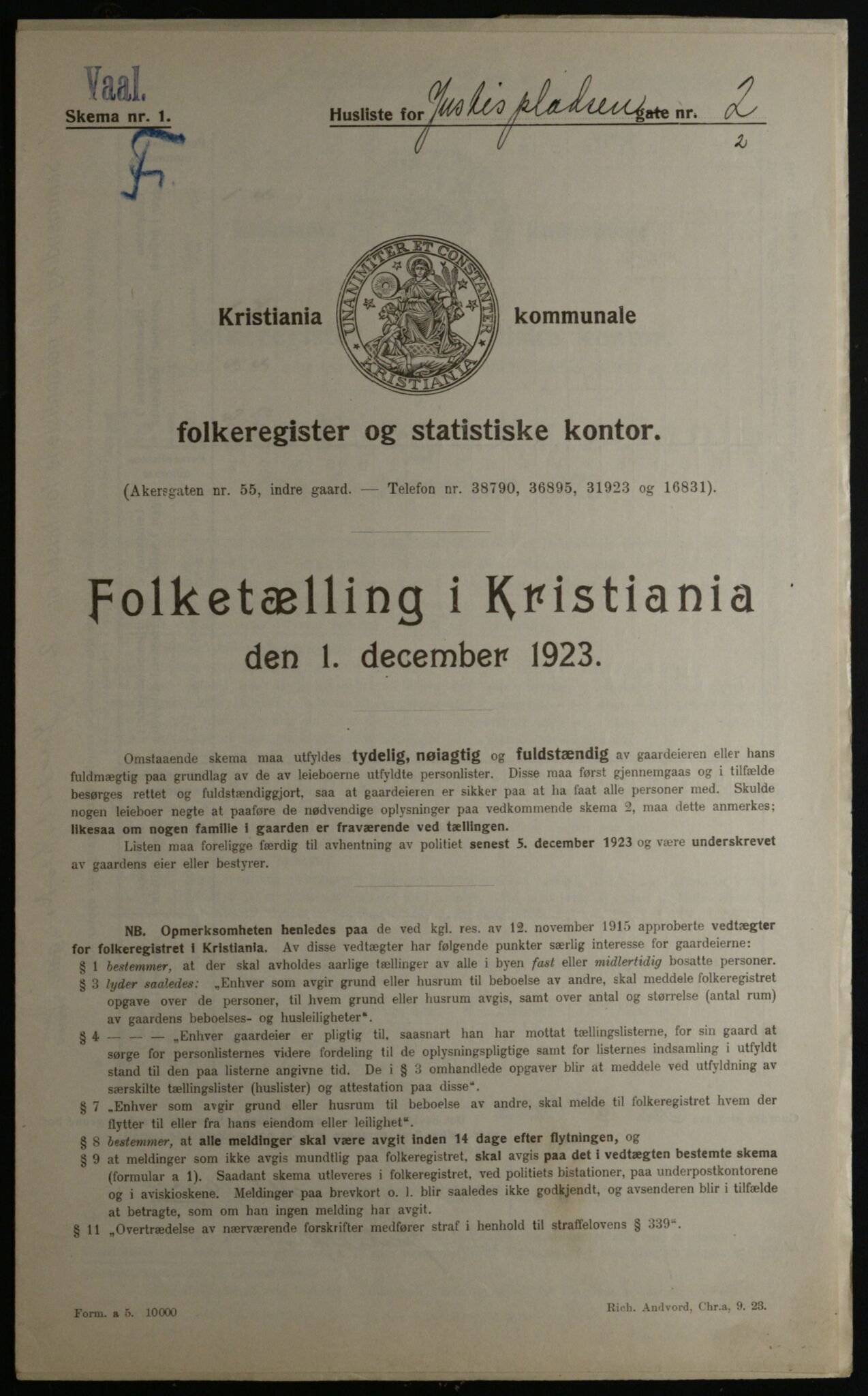 OBA, Kommunal folketelling 1.12.1923 for Kristiania, 1923, s. 53564