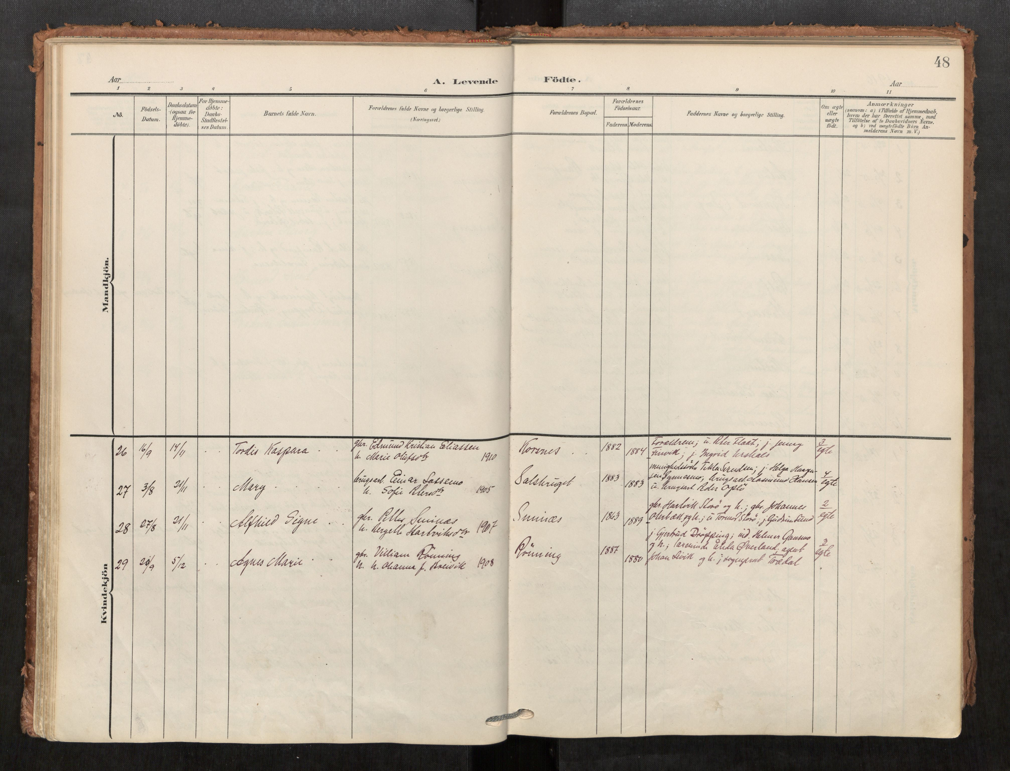 Kolvereid sokneprestkontor, SAT/A-1171/H/Ha/Haa/L0001: Ministerialbok nr. 1, 1903-1922, s. 48